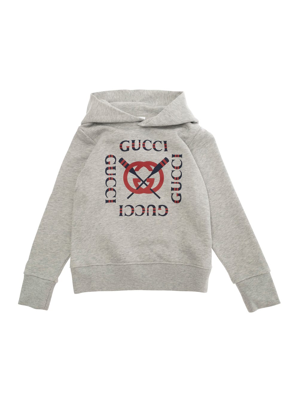 Gucci Grey Sweatshirt With Hood And Logo On The Front In Cotton Boys In Gray