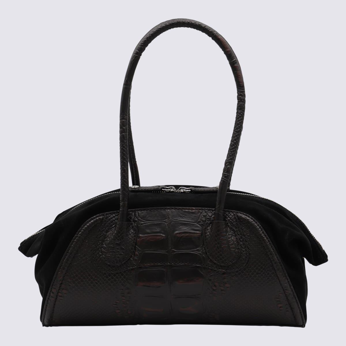 Vivienne Westwood Two-tone Leather And Suede Small Shirley Shoulder Bag In Brown