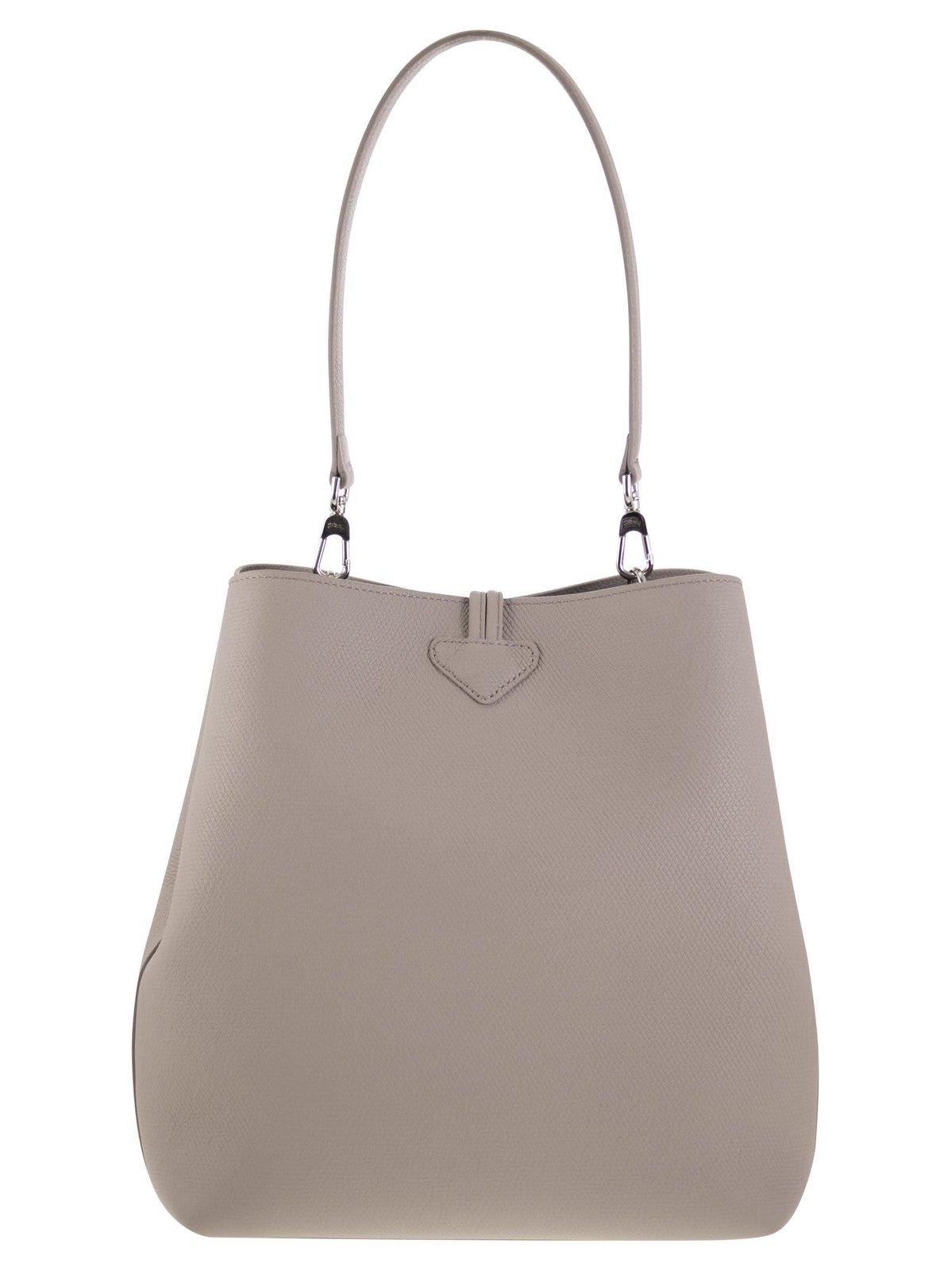 Shop Longchamp Le Roseau M Shoulder Bag In Beige