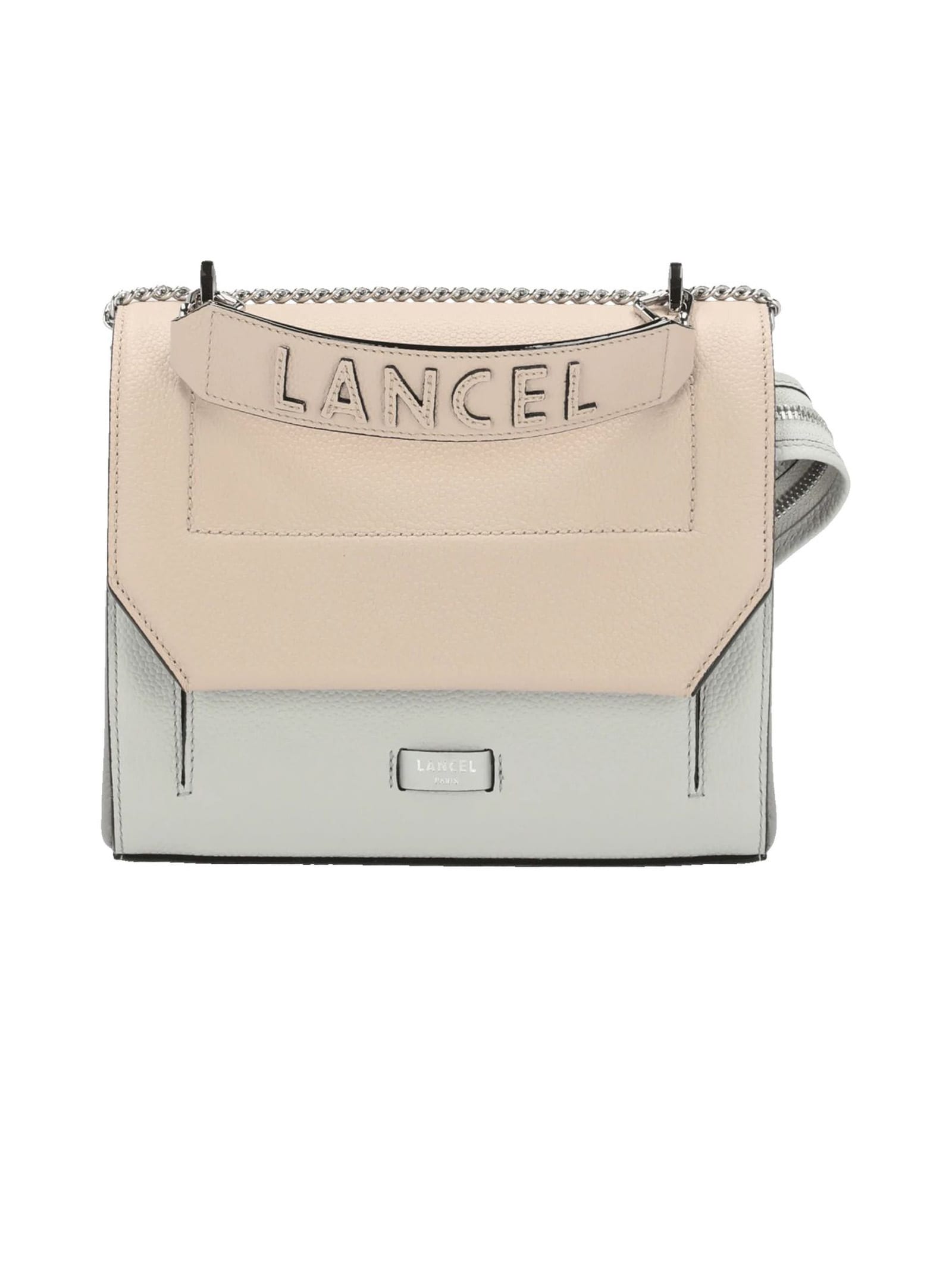 Lancel Light Green And Pink Calf Leather Shoulder Bag
