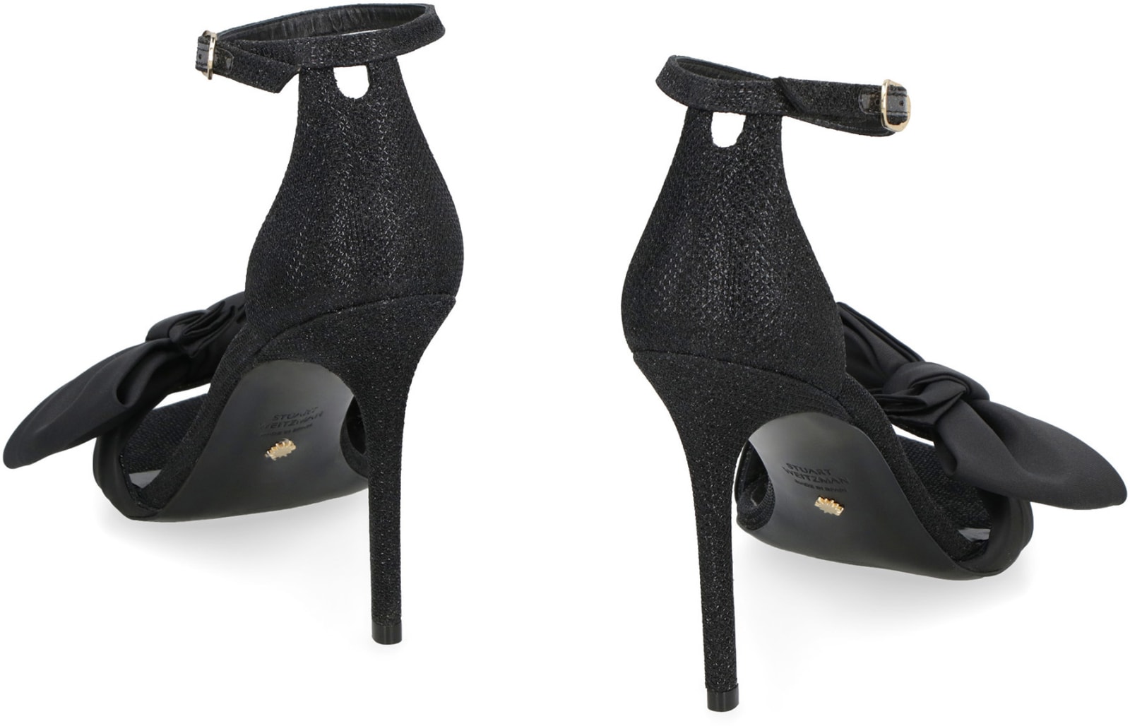 Stuart Weitzman Bow Detail Fabric Sandals In Black