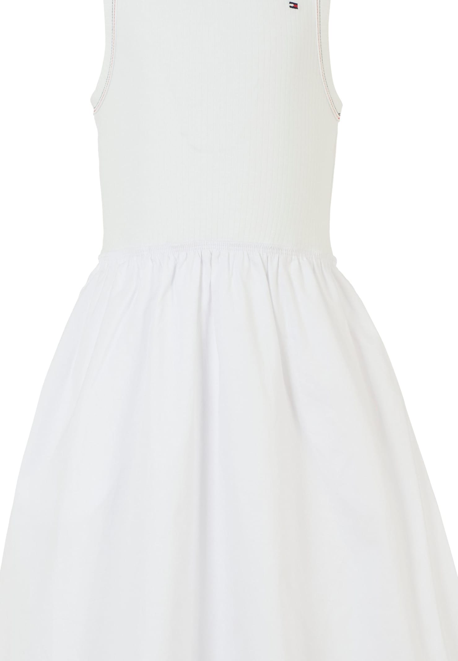Tommy Hilfiger White Dress For Girl With Flag In White