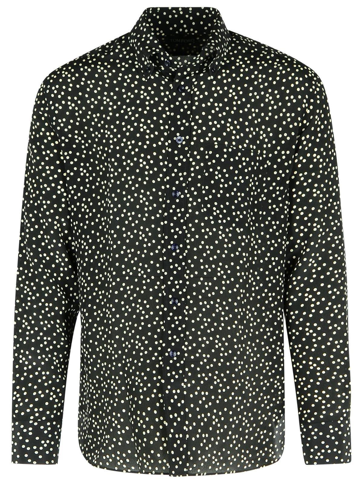 Polka Dot-printed Long Sleeved Shirt