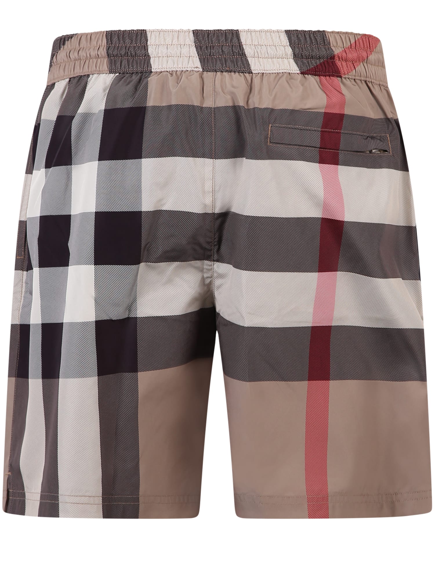 Shop Burberry Checked Swim Shorts In Beige