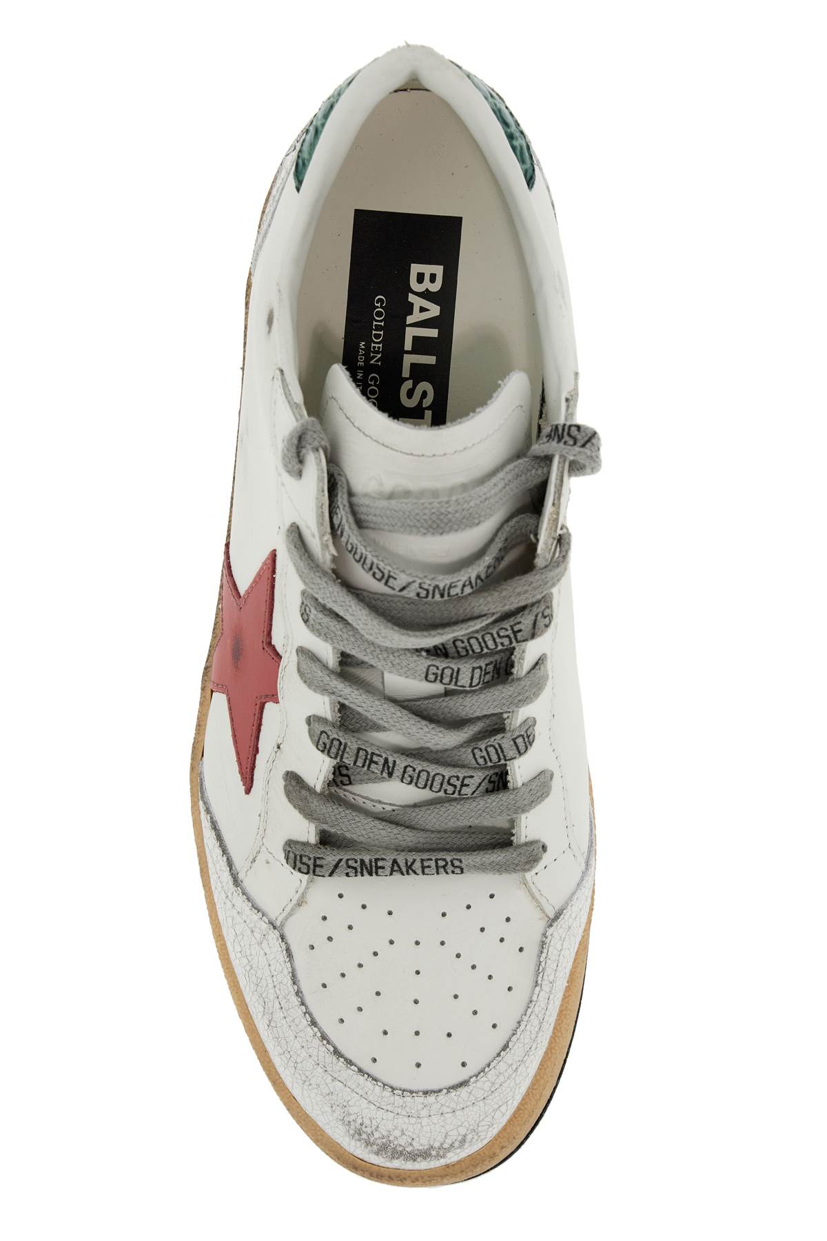 Shop Golden Goose Ball Star Sneakers In White/smoke Blue/peach