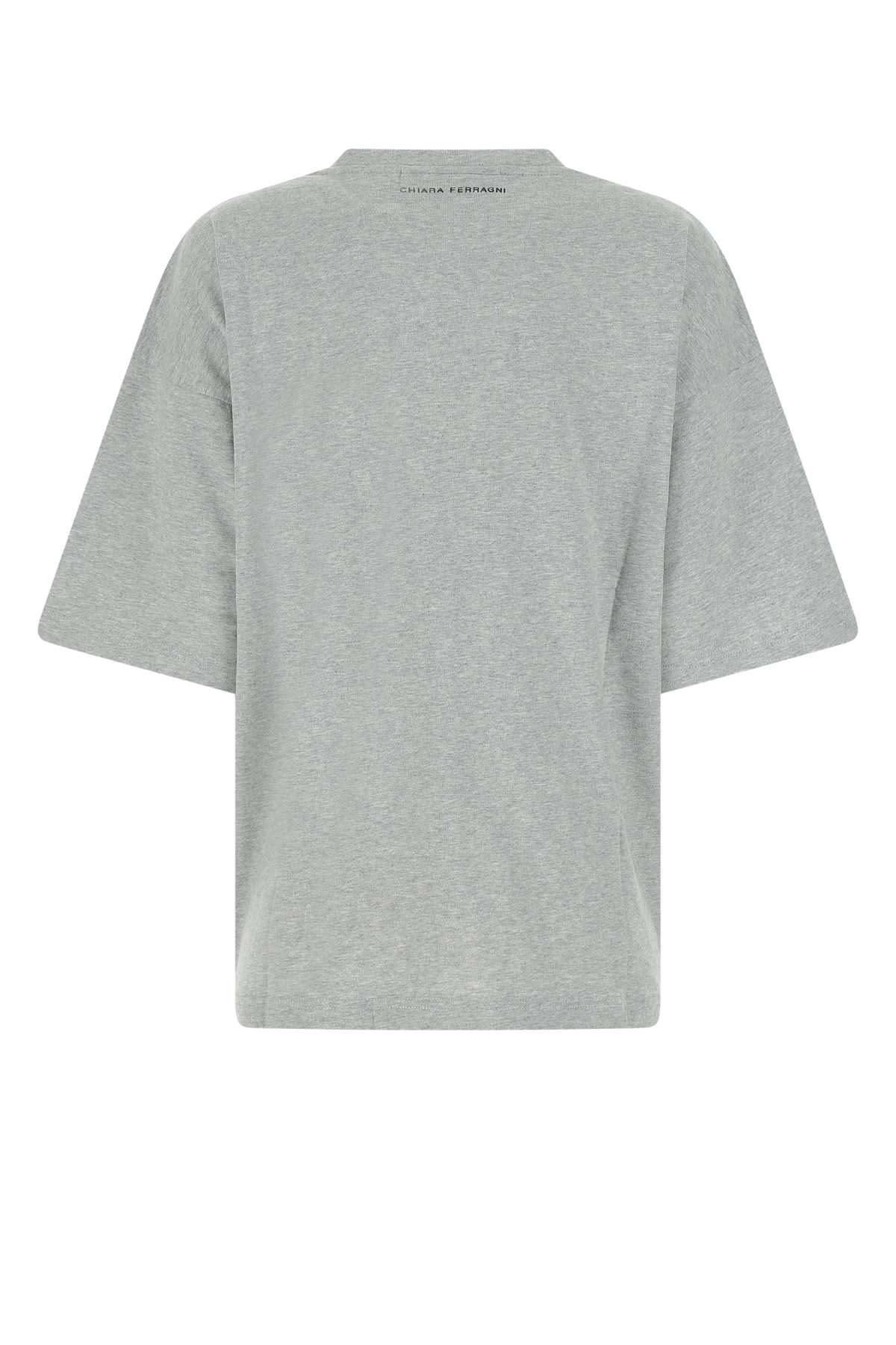 Chiara Ferragni Melange Grey Cotton Oversize T-shirt In 806