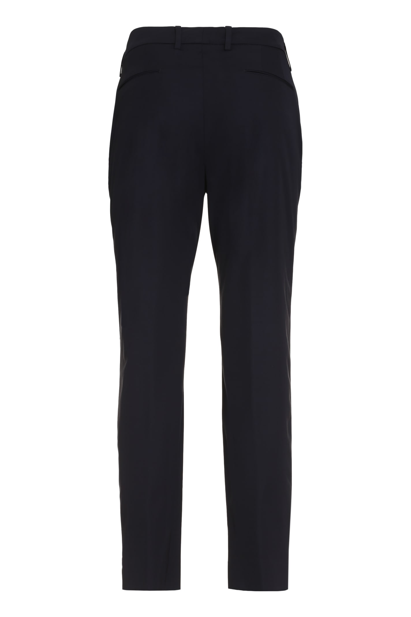 Pt Torino Navy Blue Stretch Viscose Pant In Blu
