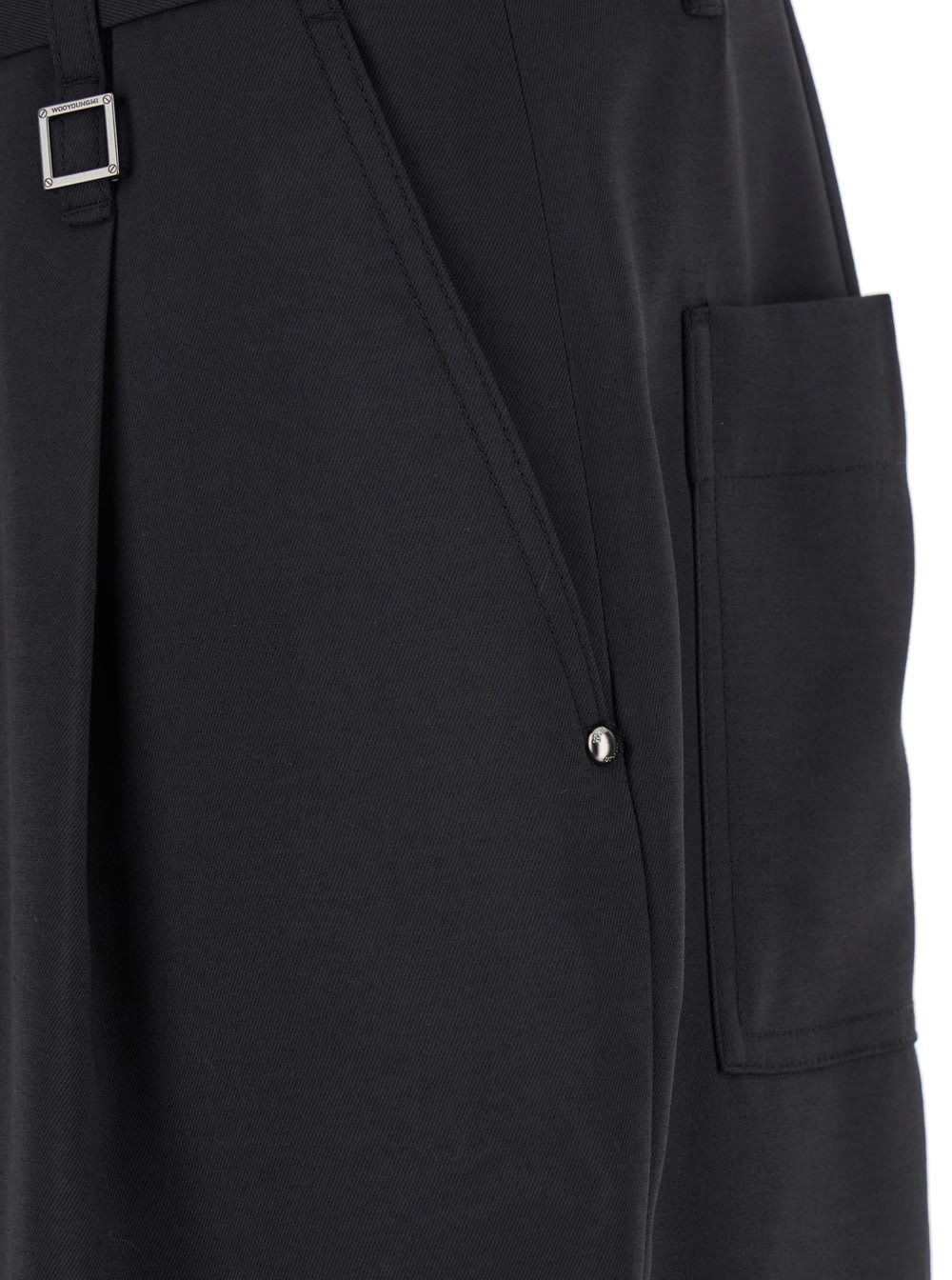 Wooyoungmi Bermuda Shorts With Front And Side Pleats In Black