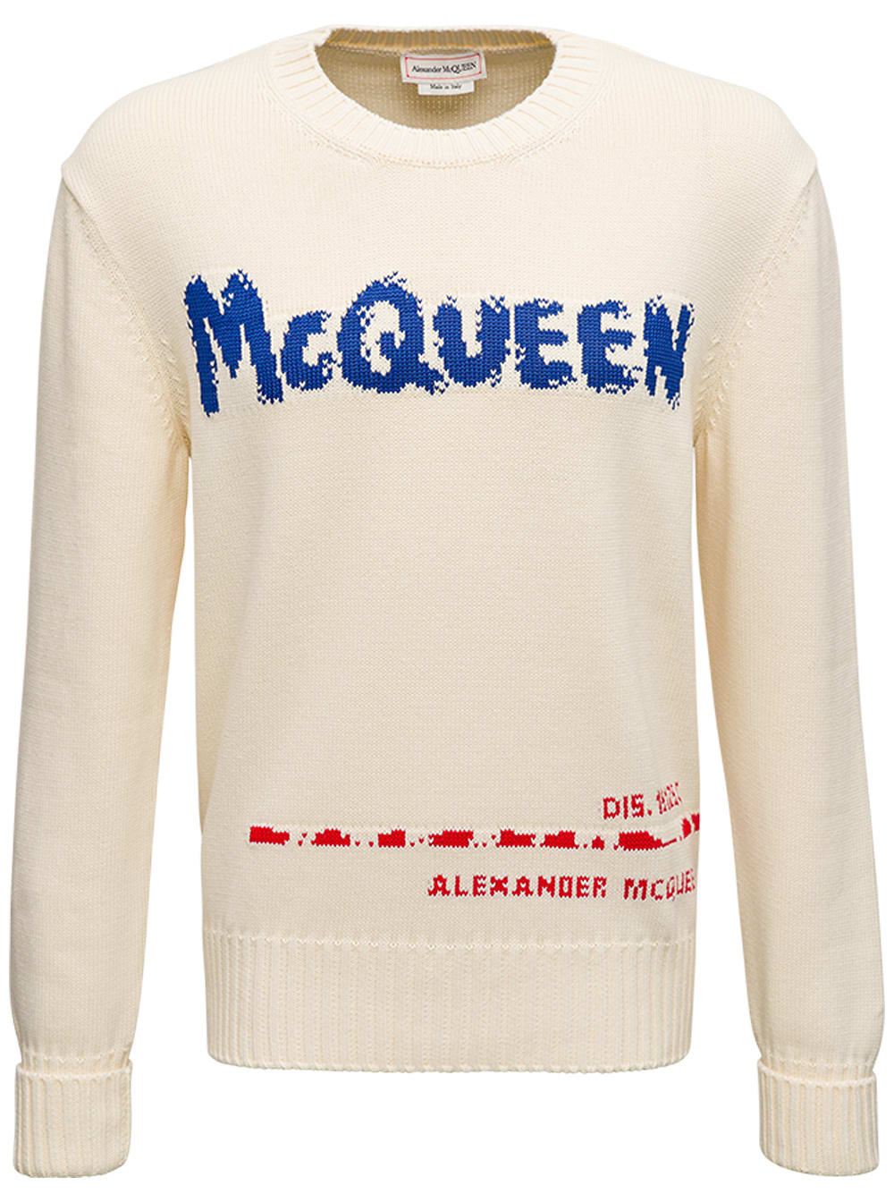 Alexander McQueen Ivory Colored Cotton Sweater With Logo