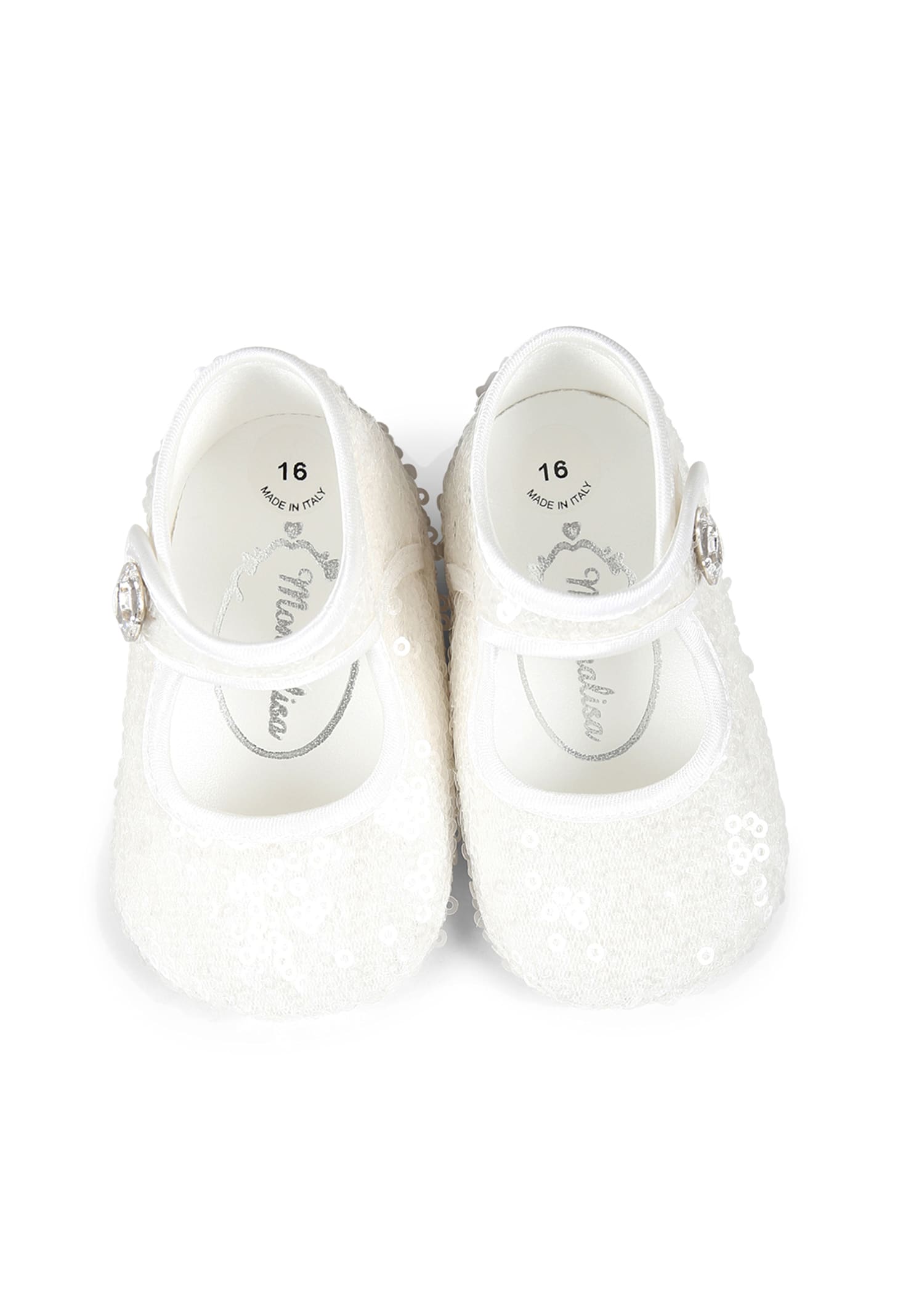 Monnalisa White Ballet Flats For Baby Girl In White