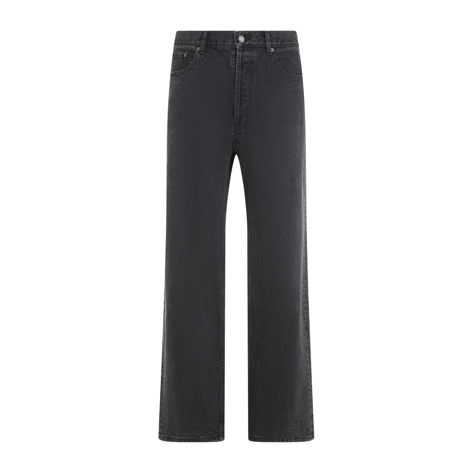 Shop Saint Laurent Loose Straight Jeans In Used Paris Black