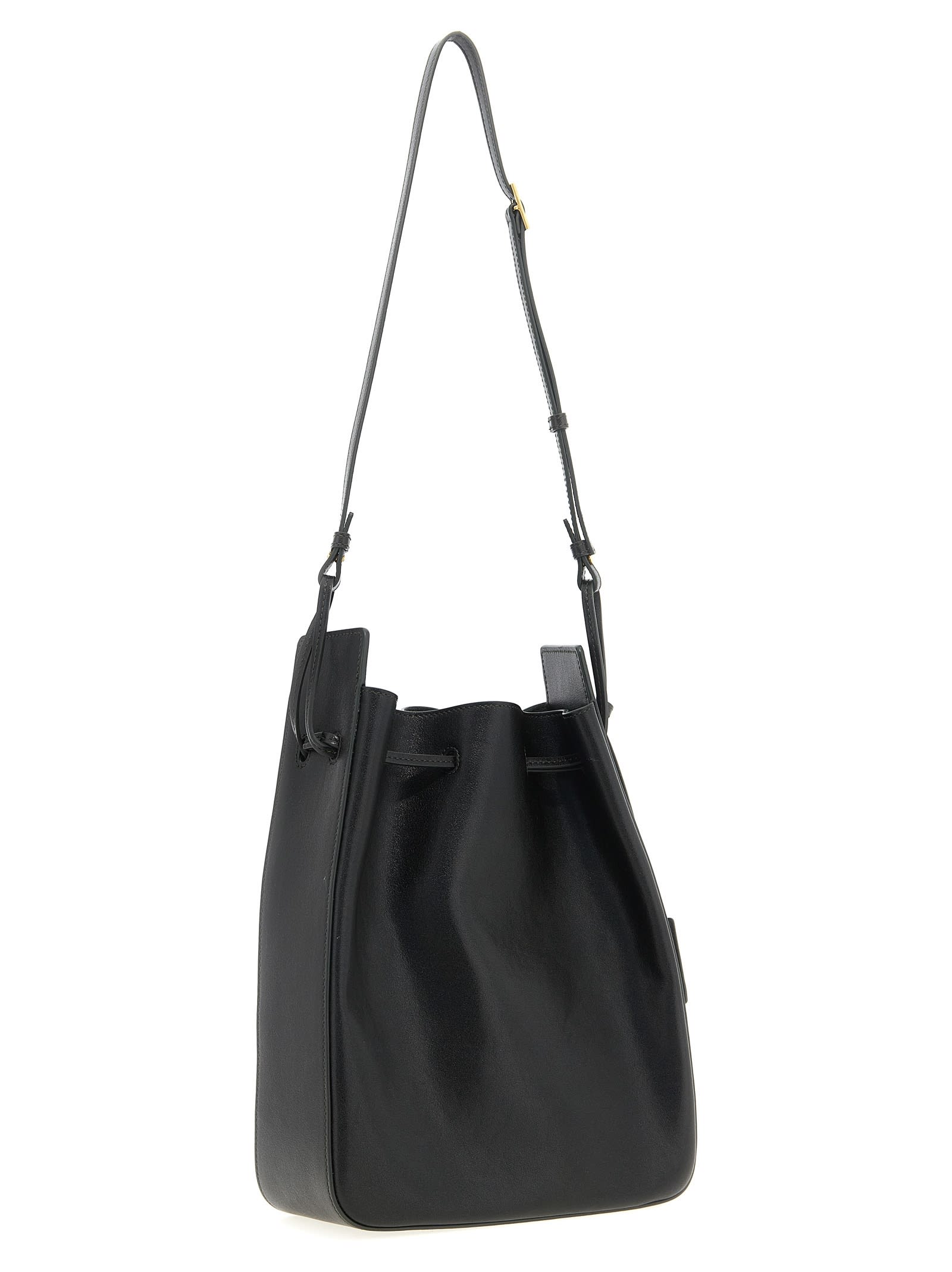 Saint Laurent Large Leather Bucket Bag Crossbody Bags Green