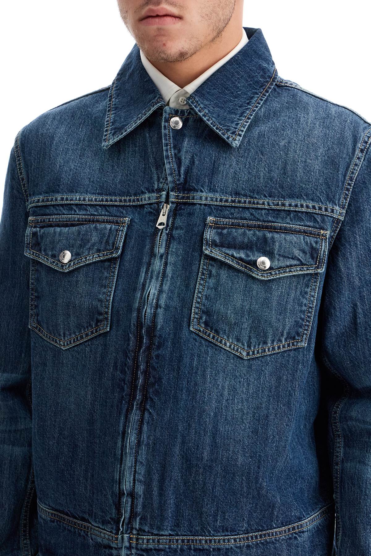 Shop Our Legacy Denim Trucker Jacket For In Vintage Denim (blue)