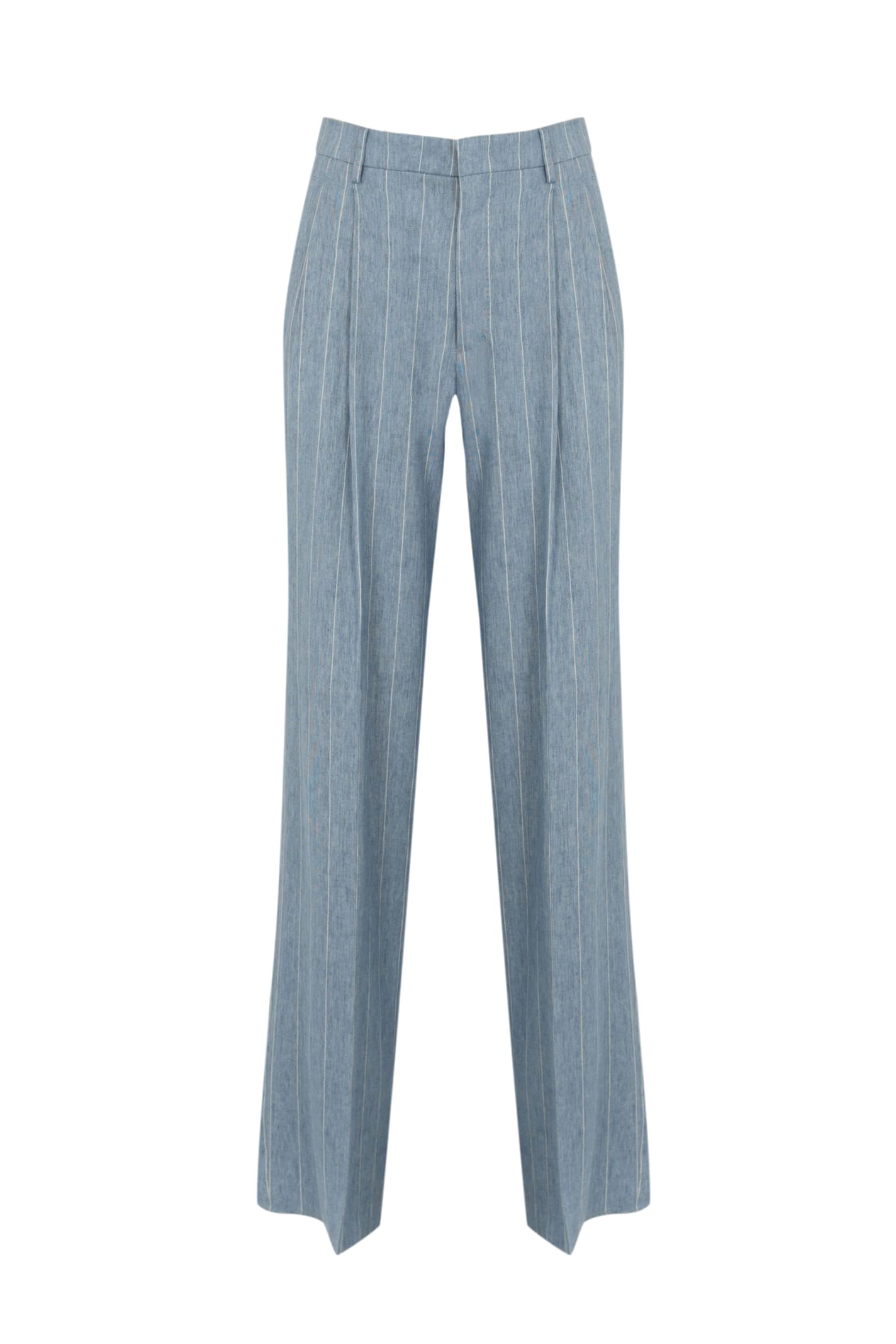Tagliatore Ebony Trousers In Linen And Cotton In Azzurro