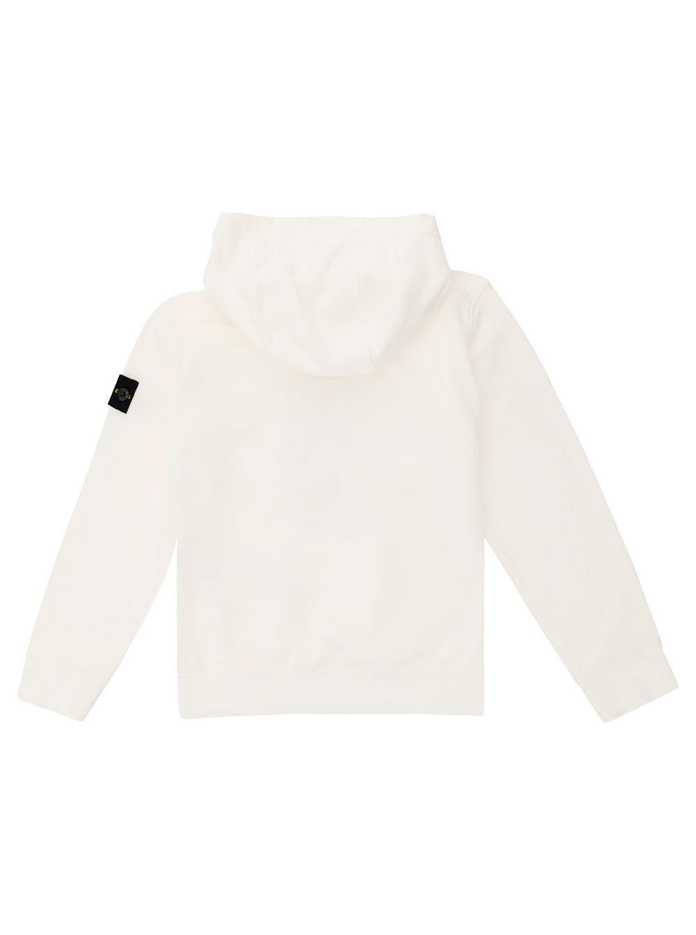 Shop Stone Island Junior White Hoodie With Logo Patch In Cotton Boy