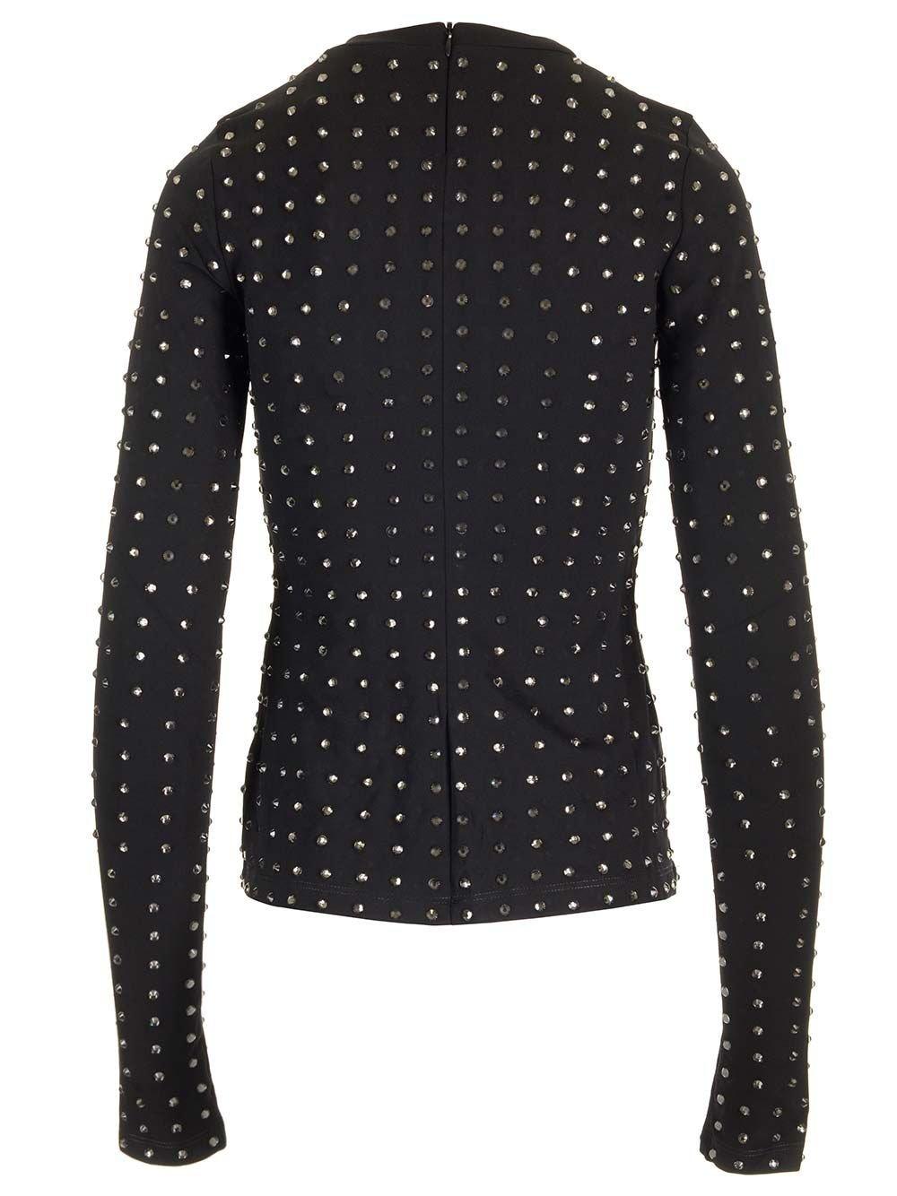 Sportmax All-over Embellished Crewneck Top In Black