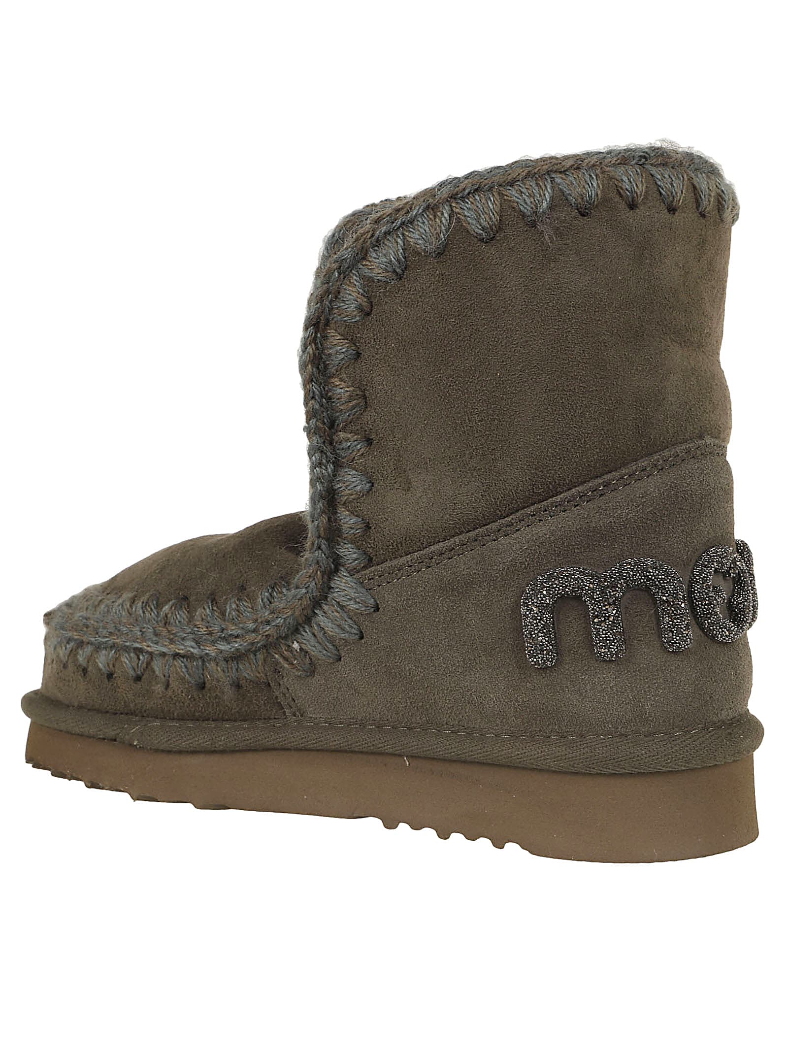 Shop Mou Eskimo 18 Glitter Logo In Bkol Black Olive