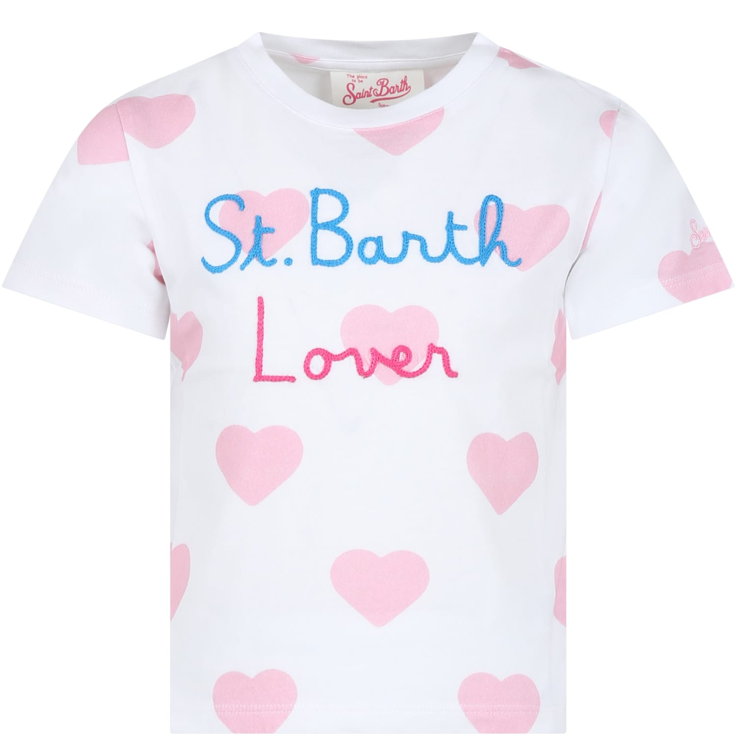 Shop Mc2 Saint Barth White T-shirt For Girl With Hearts