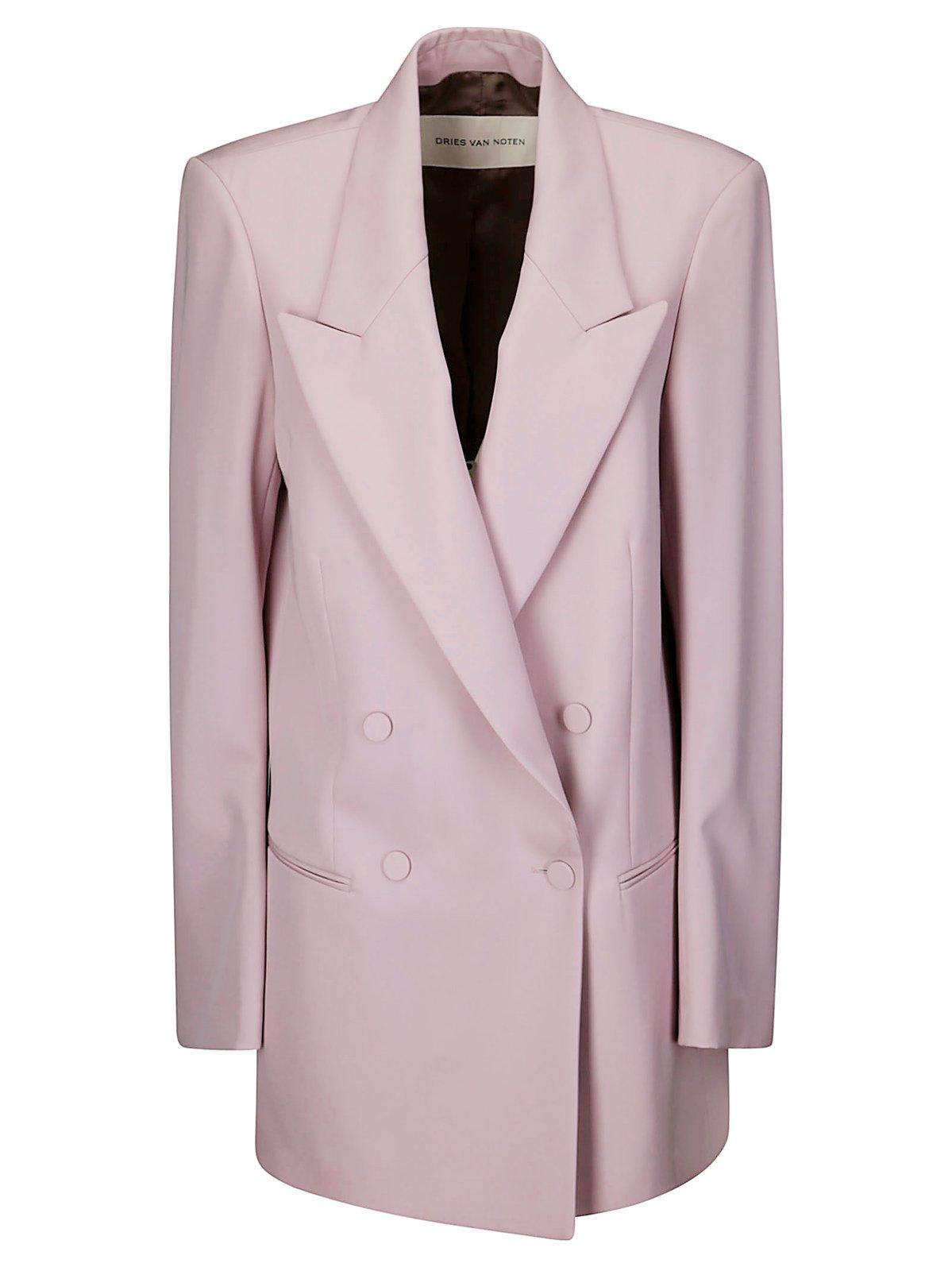 Shop Dries Van Noten Double Breasted Long Sleeved Jacket In Pink