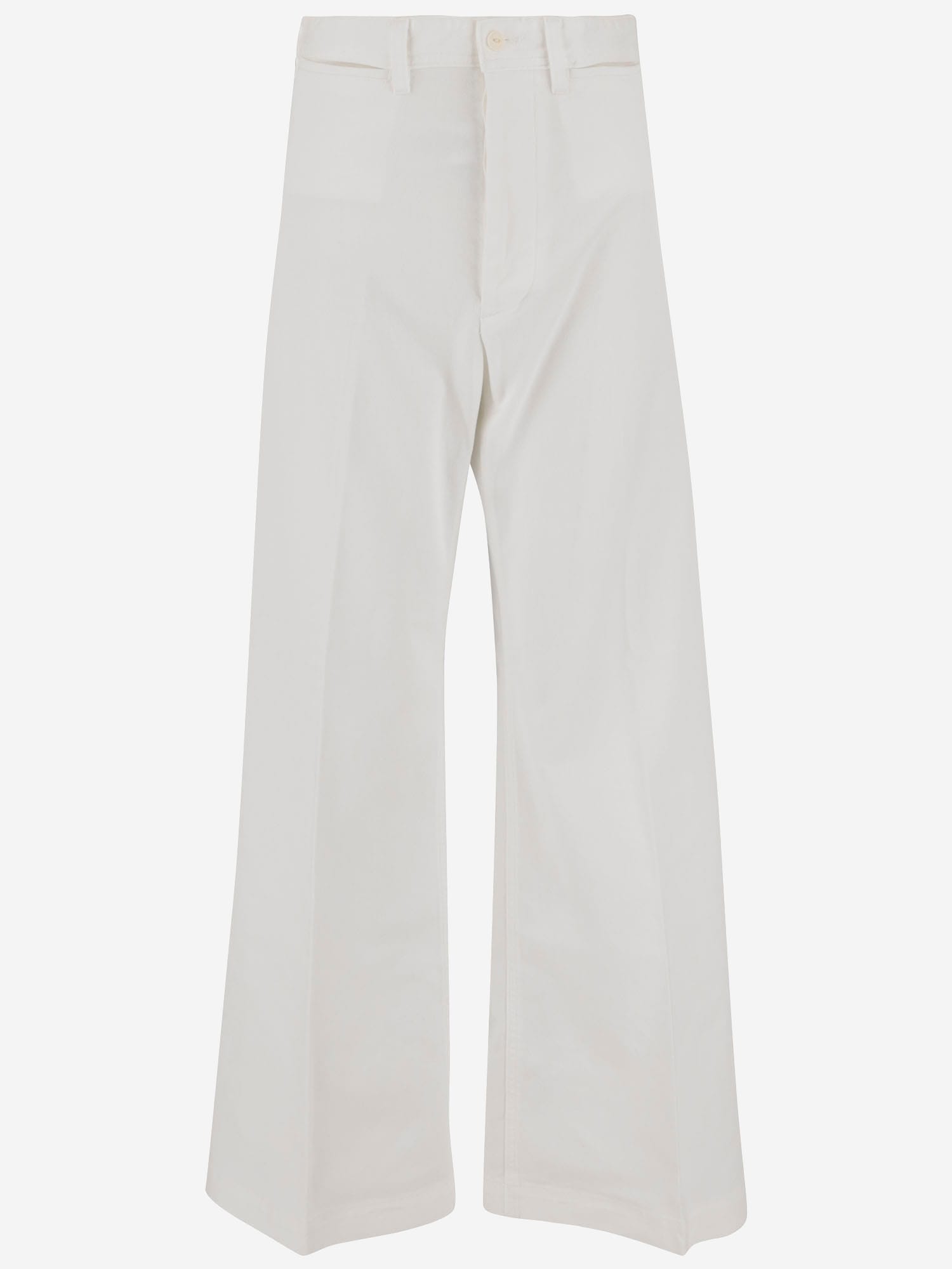 Polo Ralph Lauren High-waisted Stretch-cotton Palazzo Pants In White