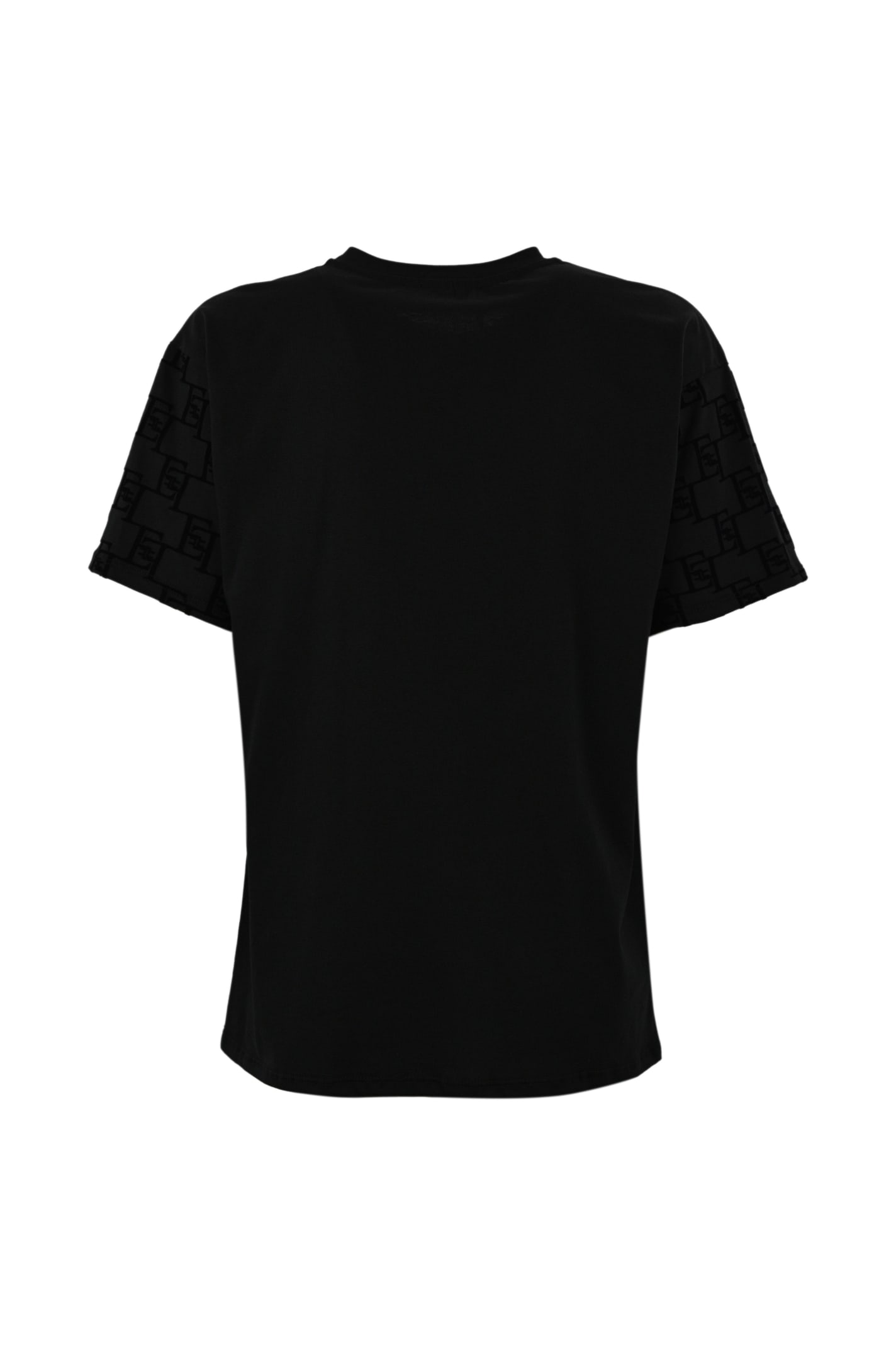 Shop Elisabetta Franchi Cotton Jersey T-shirt With All-over Logo In Black