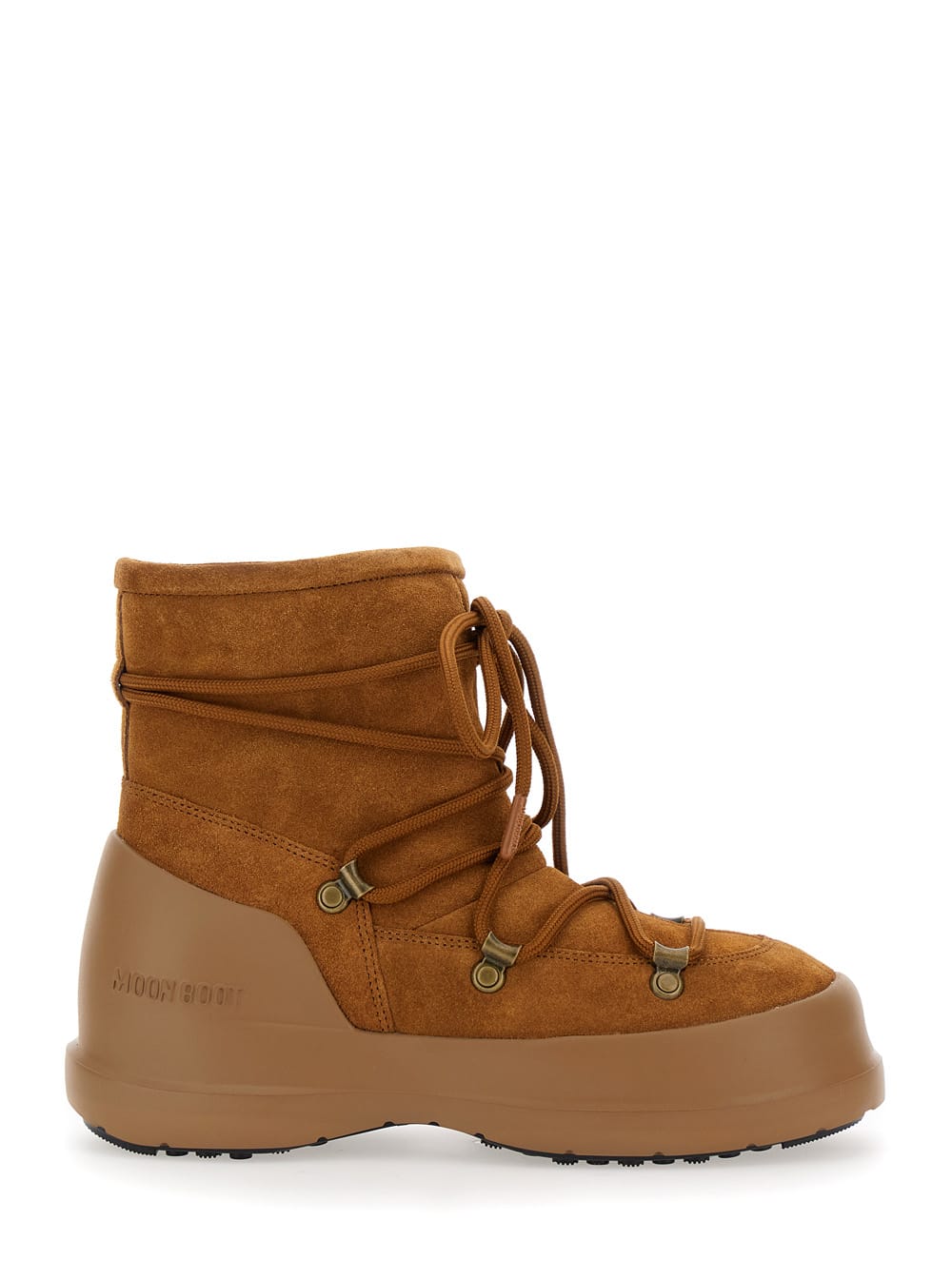 luna Brown Ankle Boots With Laces In Suede And Tech Fabric Woman