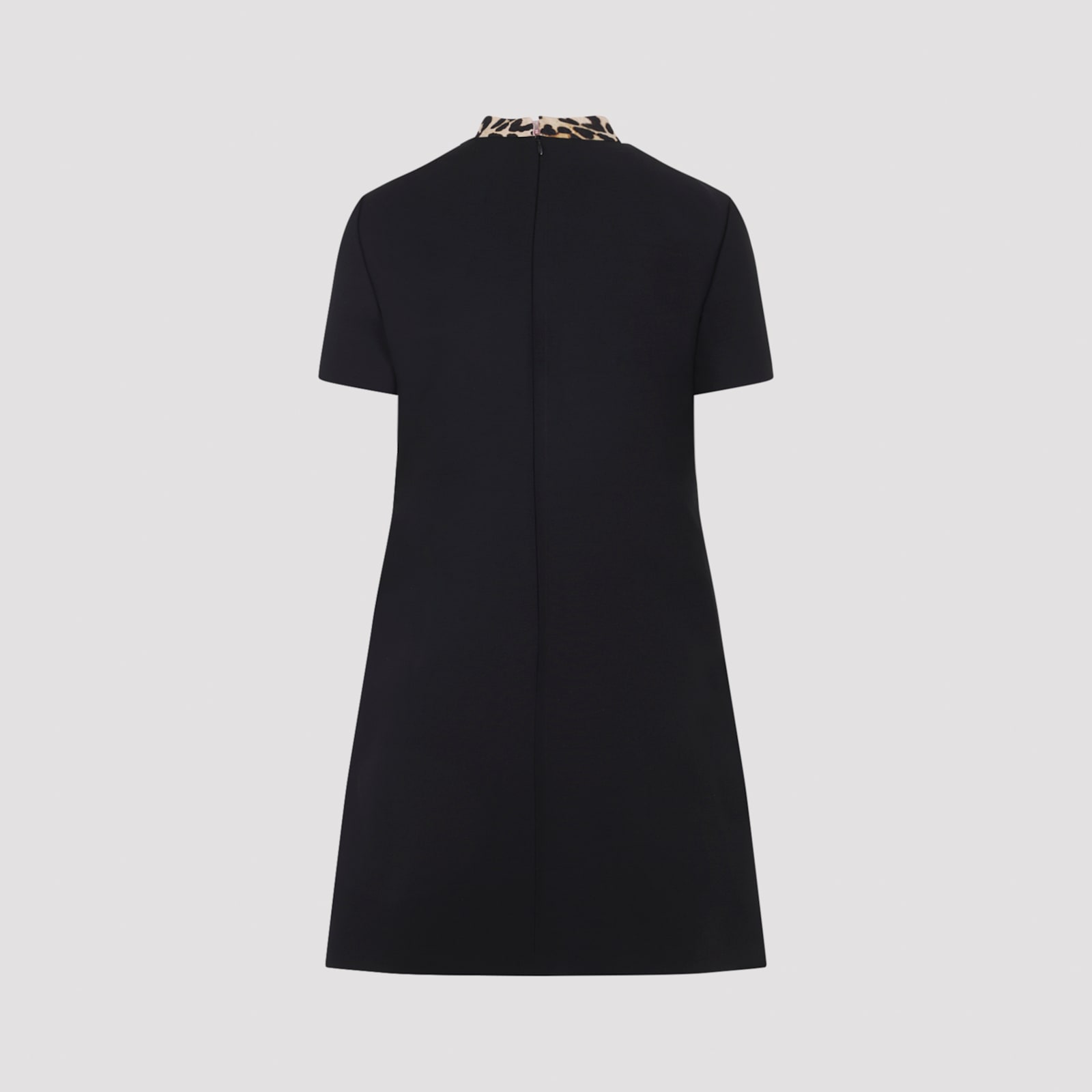 Valentino Embellished Pussy-bow Wool And Silk-blend Crepe Mini Dress In Black