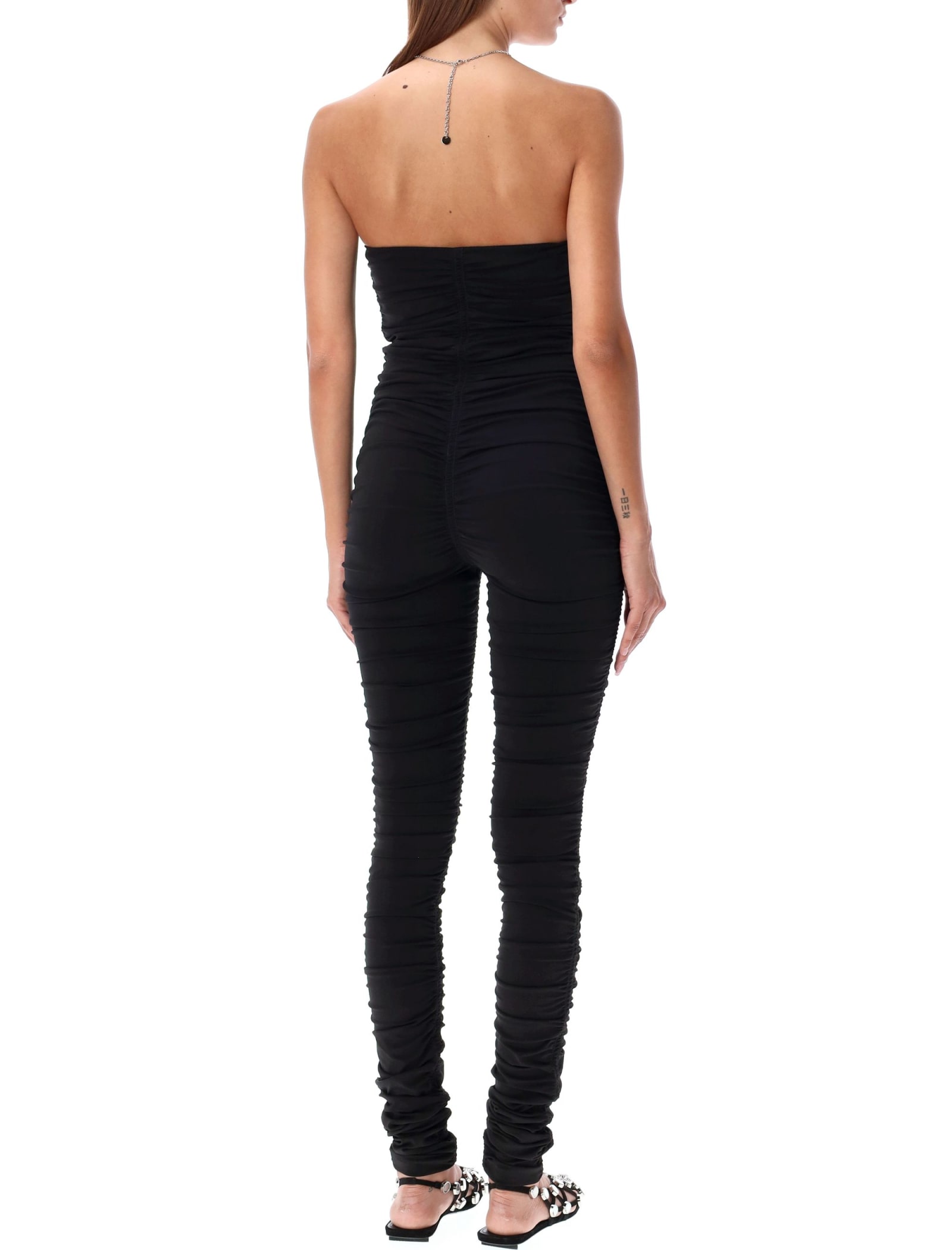 Shop Attico Draped Jumpsuit In Black