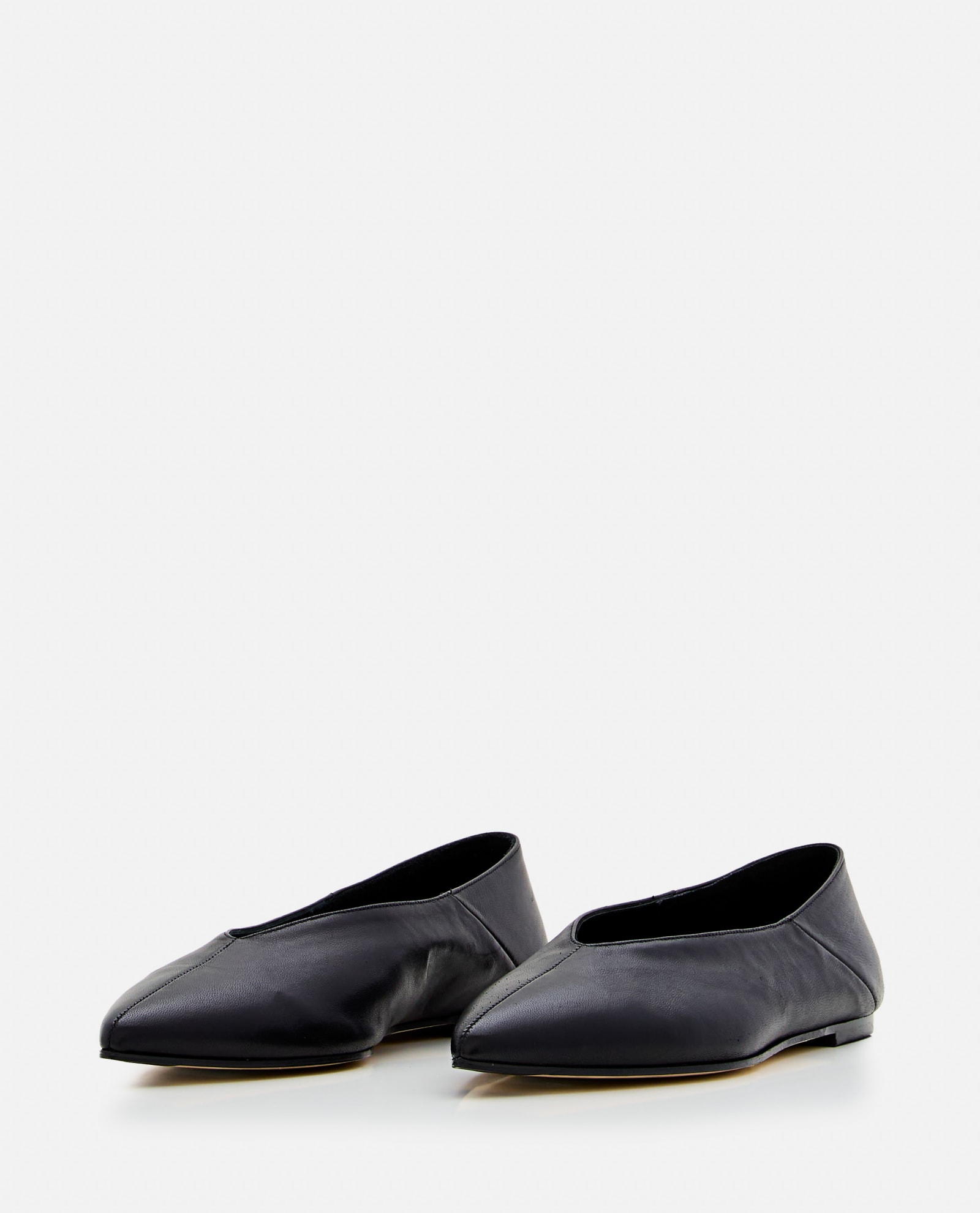 Shop Aeyde Black Moa Leather Ballerinas