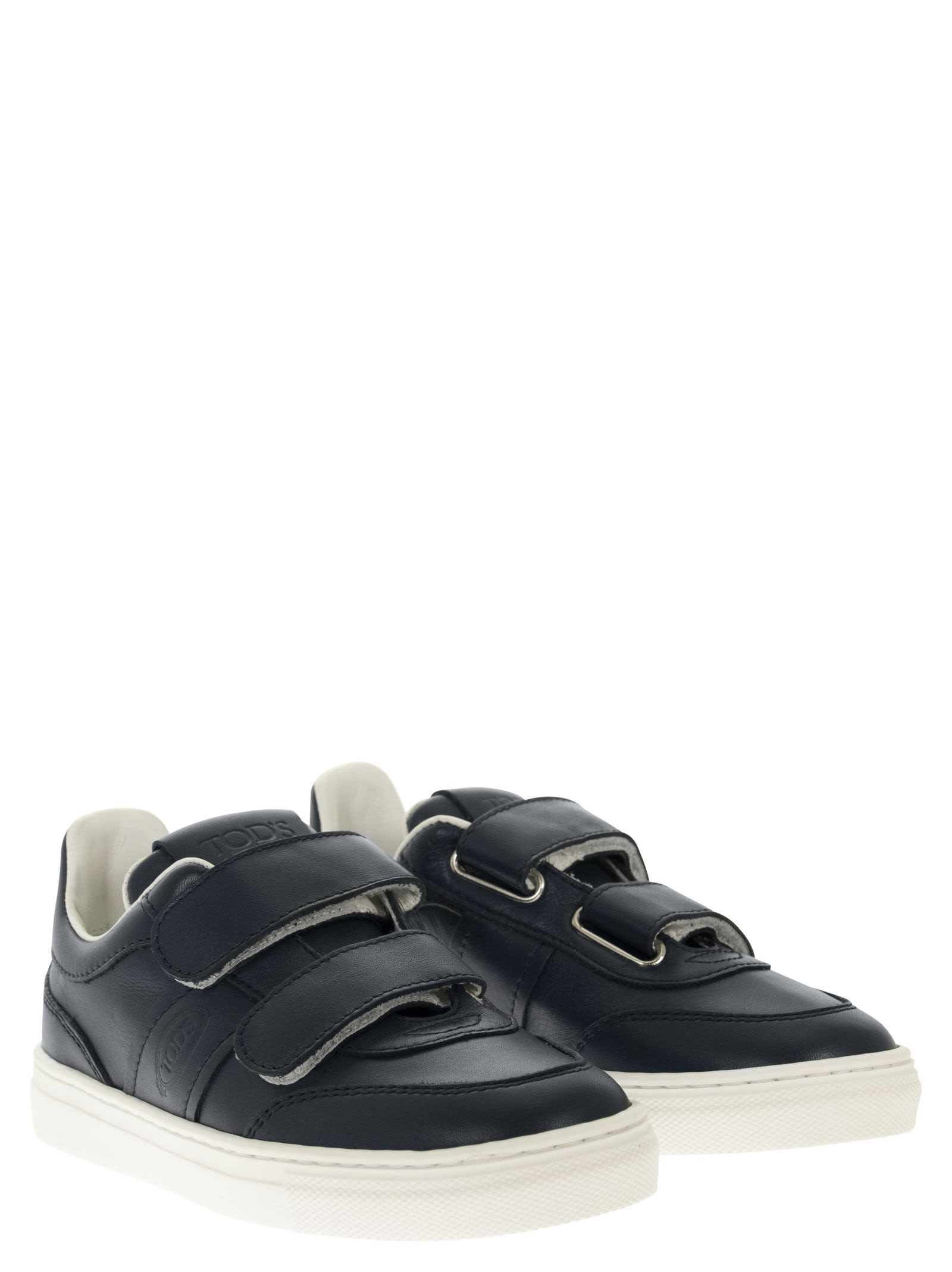 Shop Tod's Trainers With Strap Closure In Dark Blue