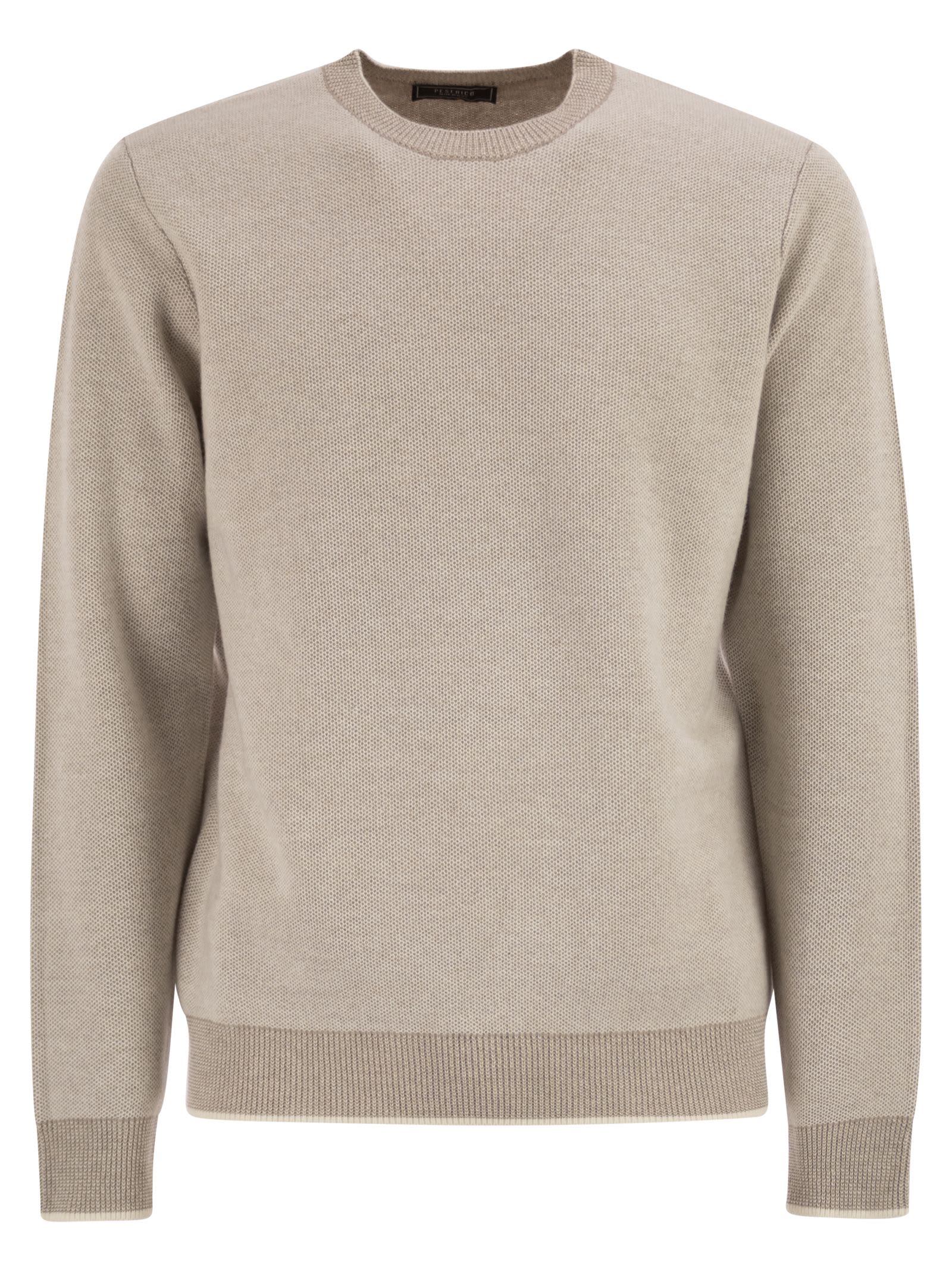 Peserico Long Sleeve Ribbed Sweater In Brown