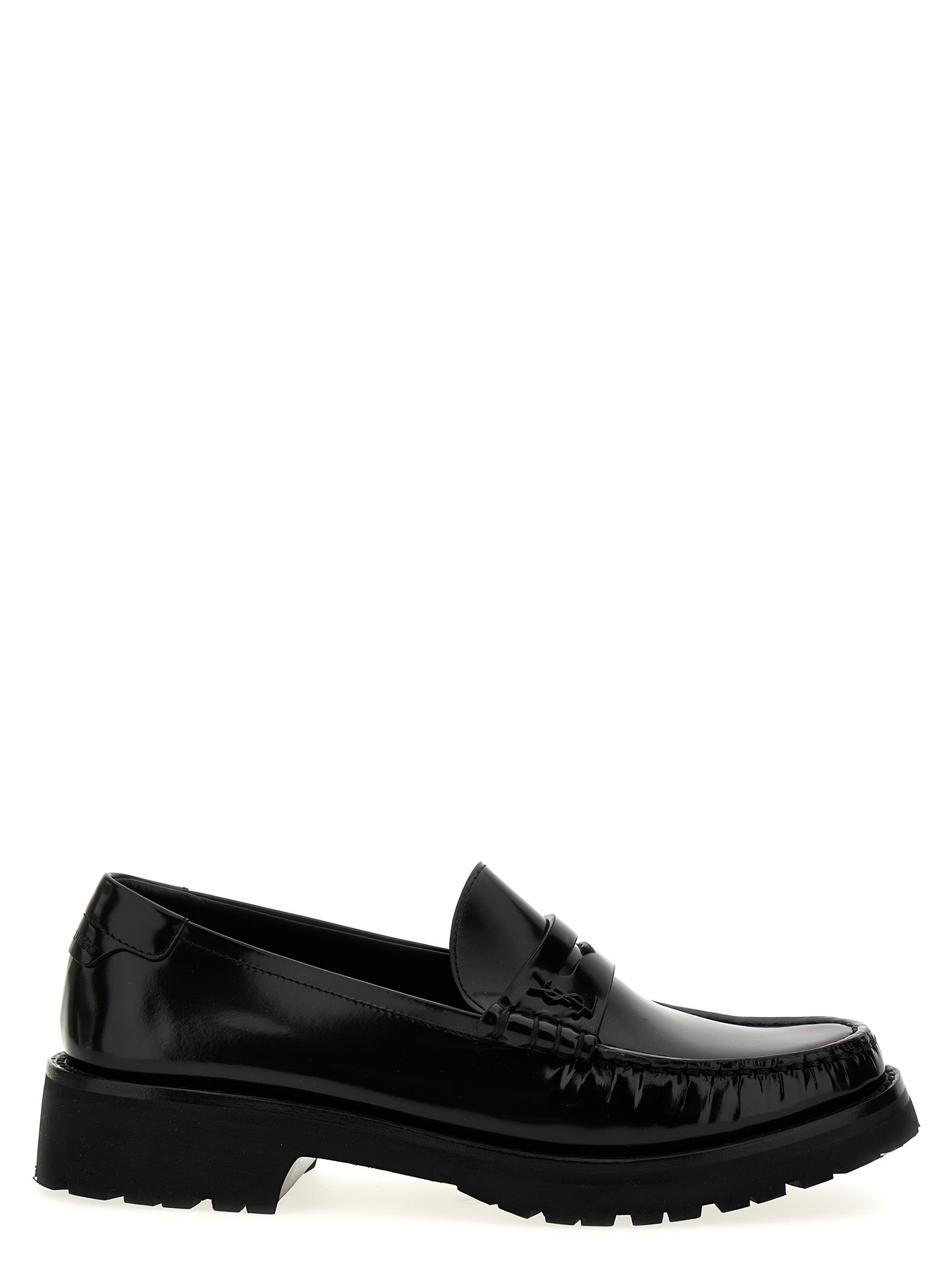 Saint Laurent Monogram Penny Loafers In Calf Leather In Black