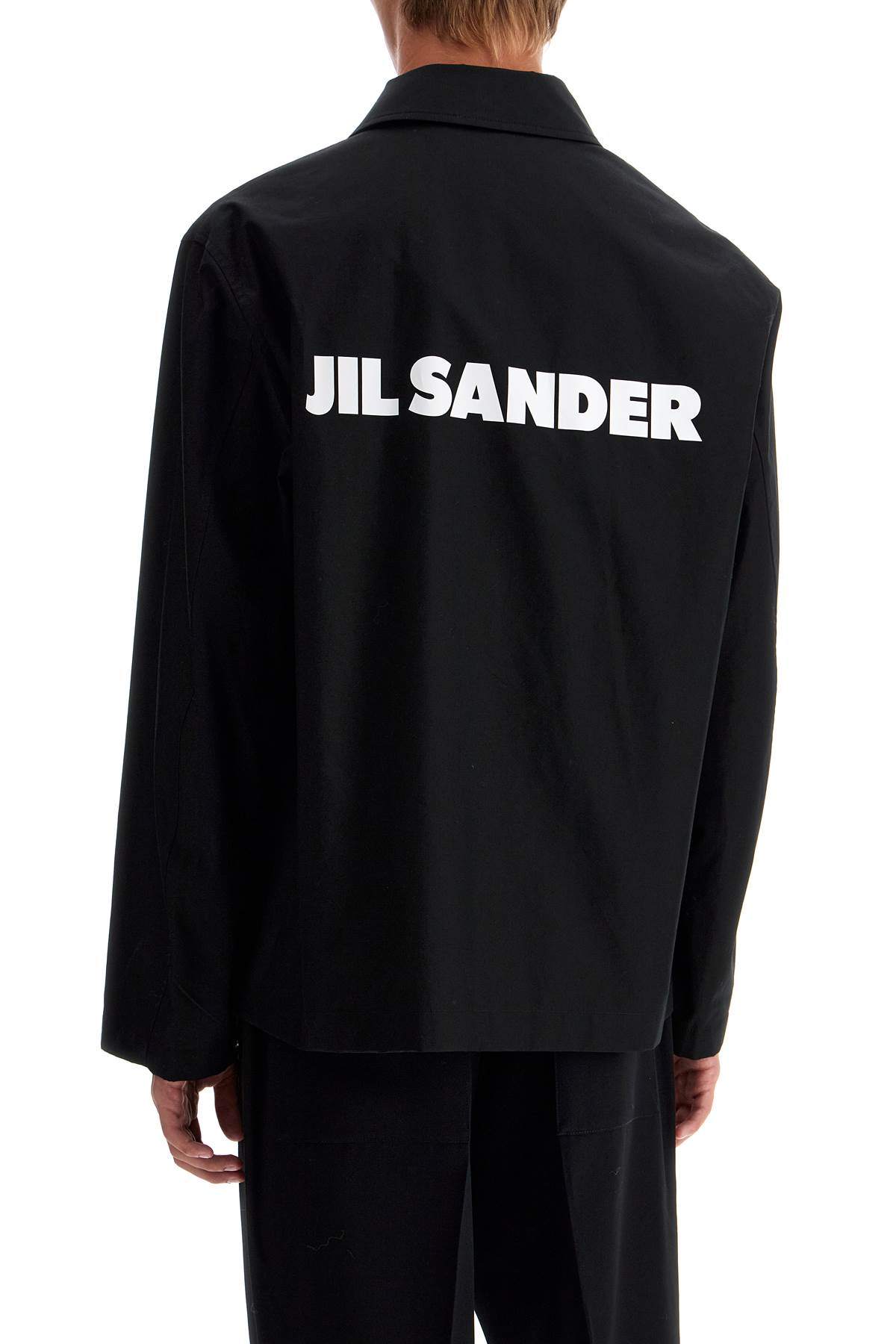 Shop Jil Sander Cotton Logo Overshirt With In Black (black)