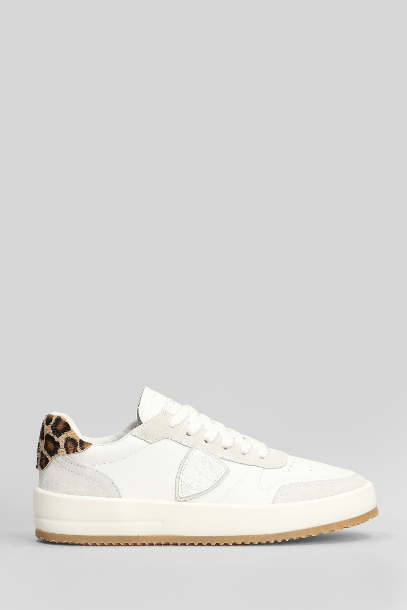 Philippe Model Nice Low Sneakers In White Suede And Leather In White