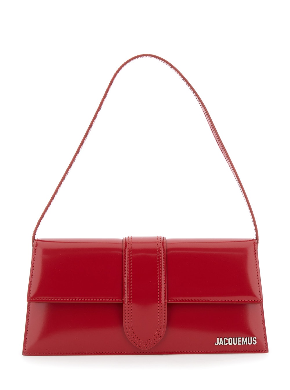 Jacquemus Le Bambino Long Patent Shoulder Bag In Red