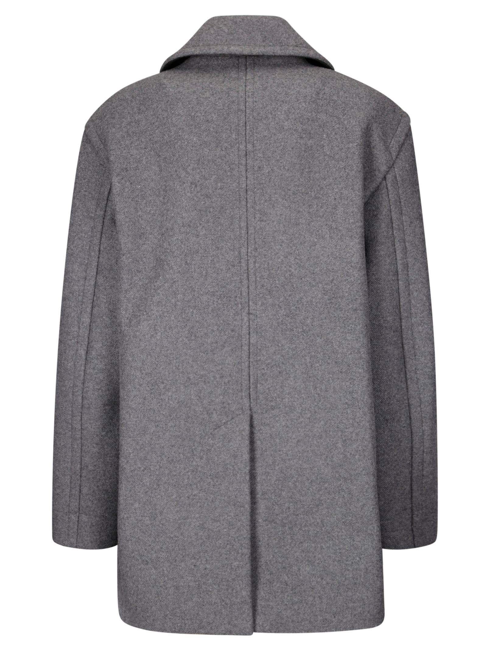 Shop Studio Nicholson Outerwear - Double Breasted Overcoat In Grey Melange