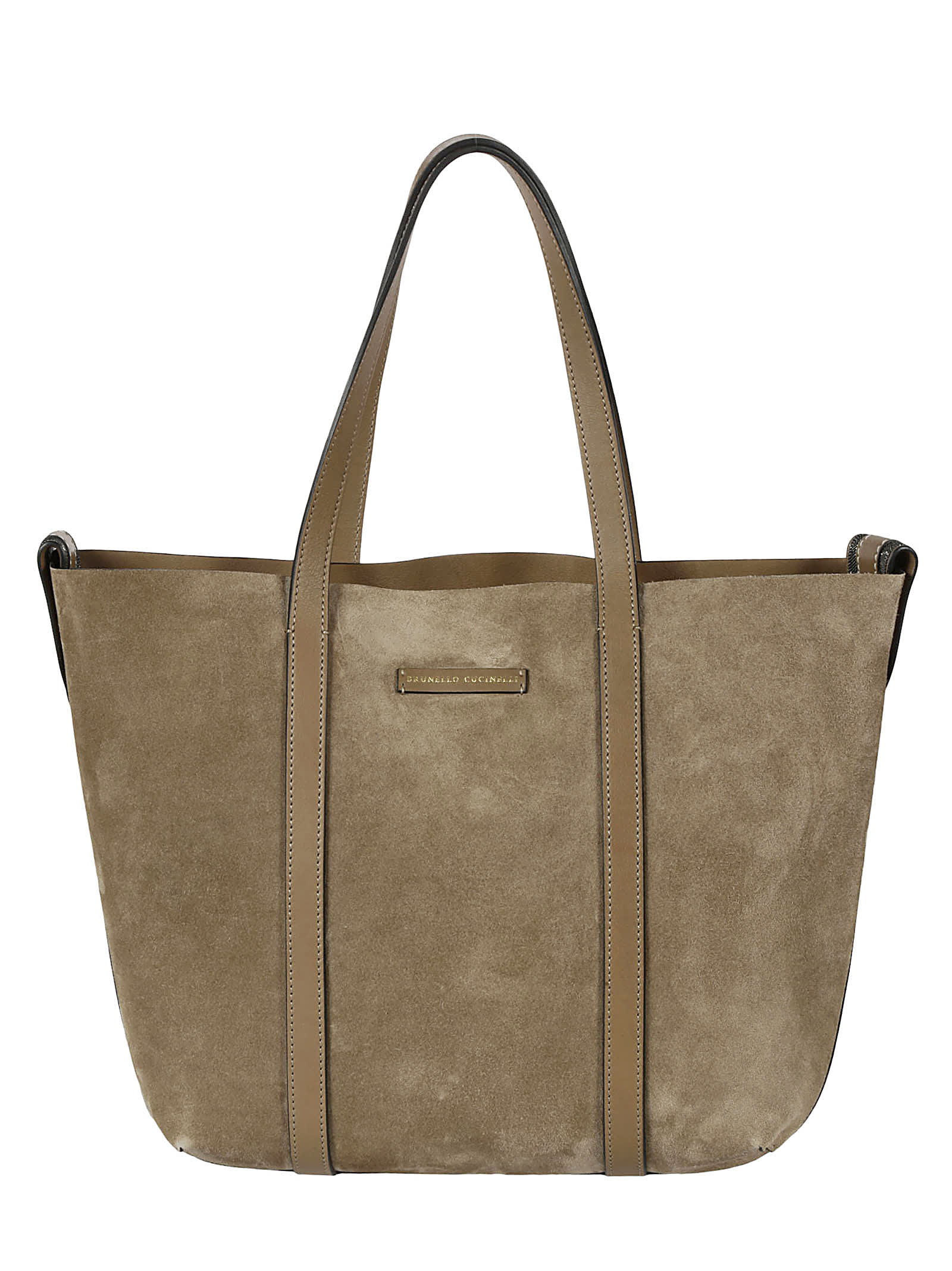 Embellished Suede Bucket Bag in Brown - Brunello Cucinelli