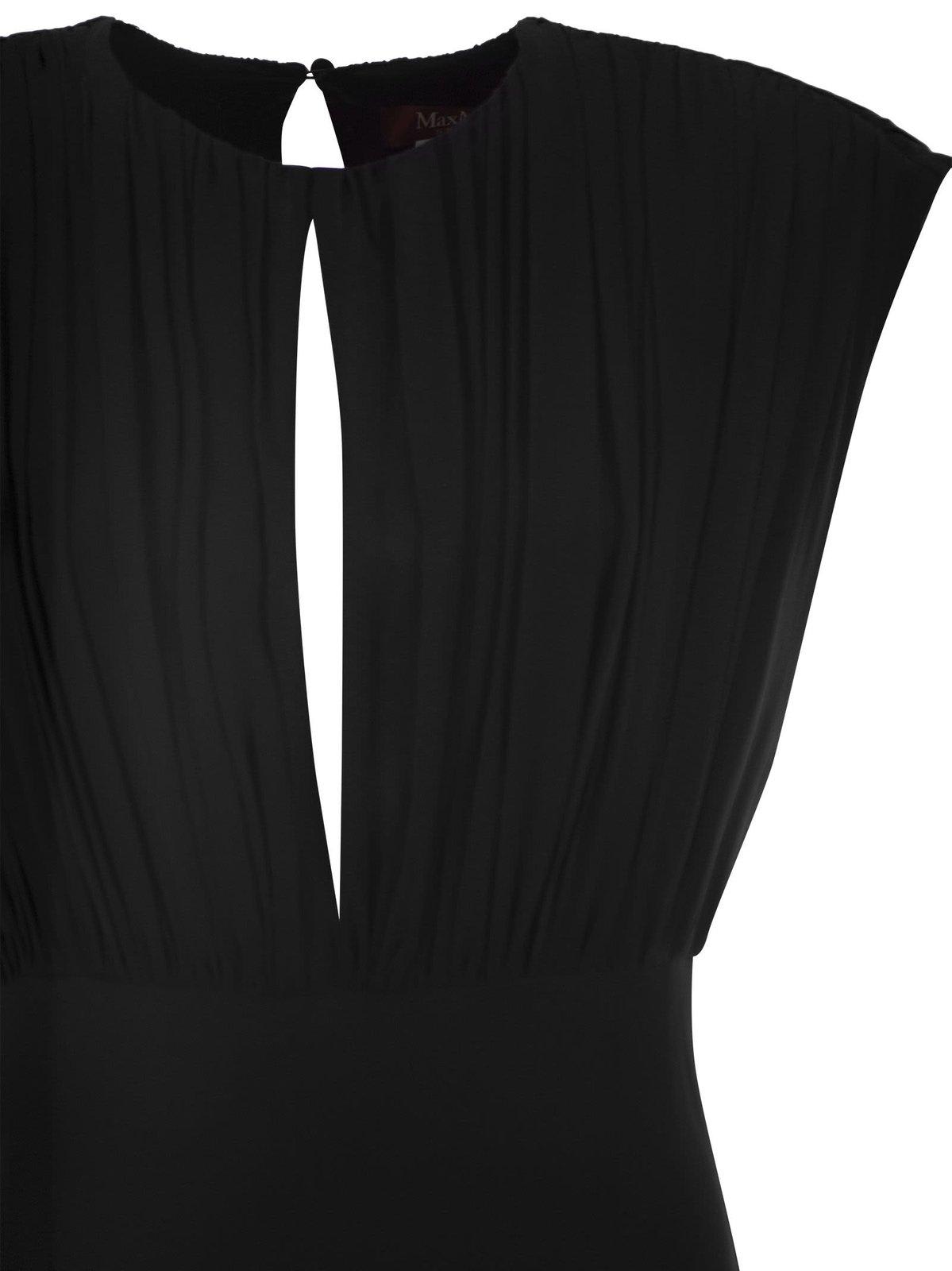 Shop Max Mara Randers Pleated Maxi Dress In Black