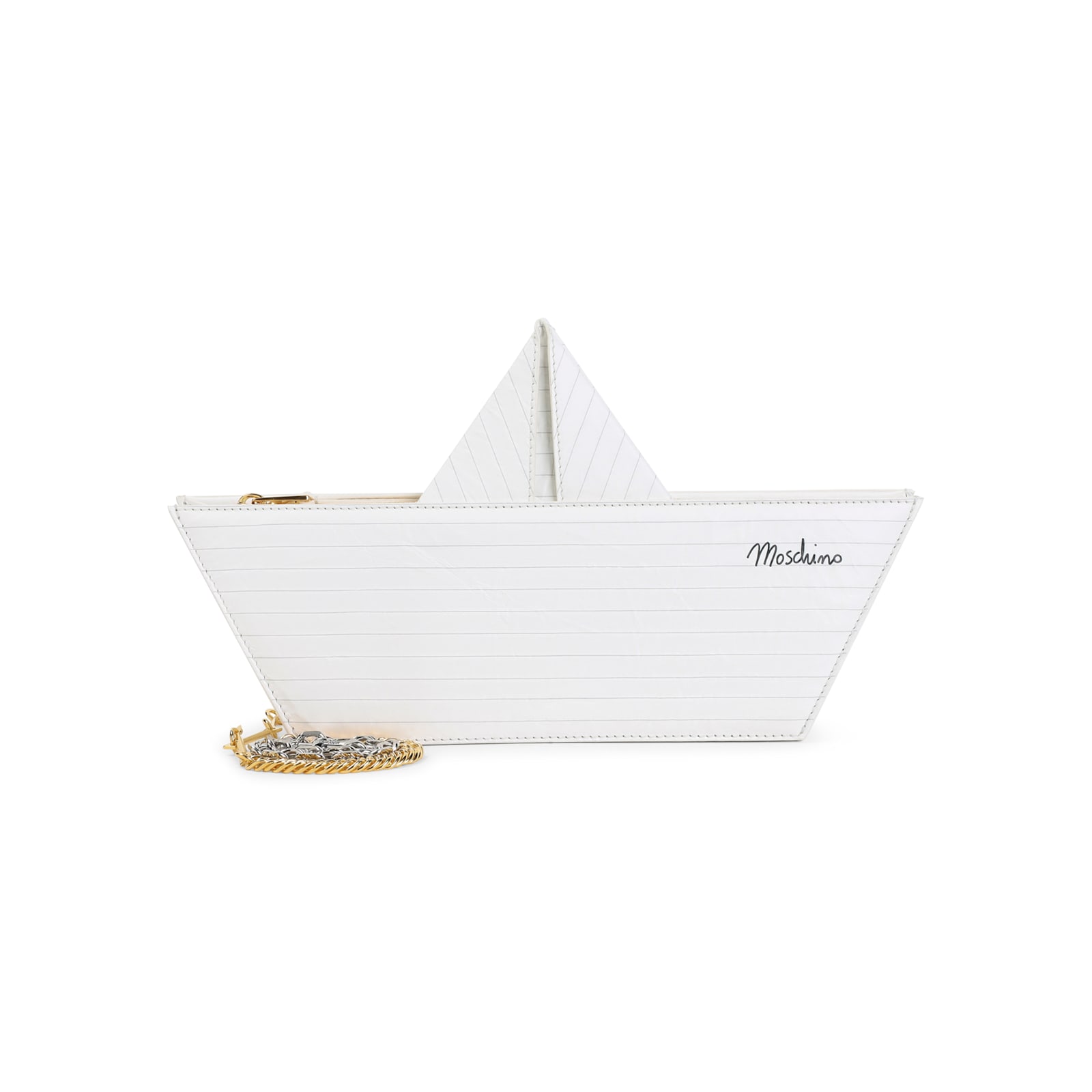 Moschino Paper Boat-inspired Shoulder Bag In Smooth Goat Leather