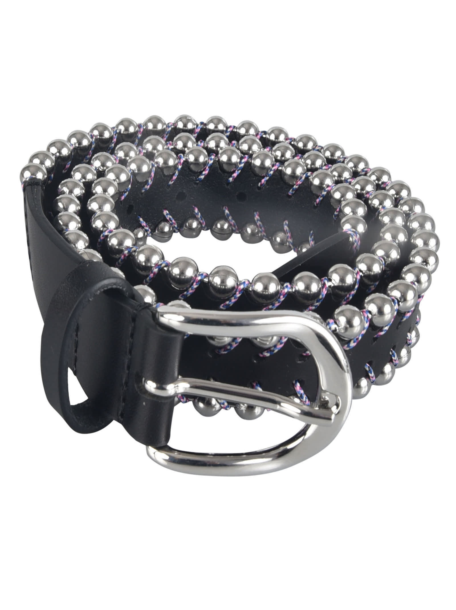 Shop Isabel Marant Embellished Belt In Black/silver