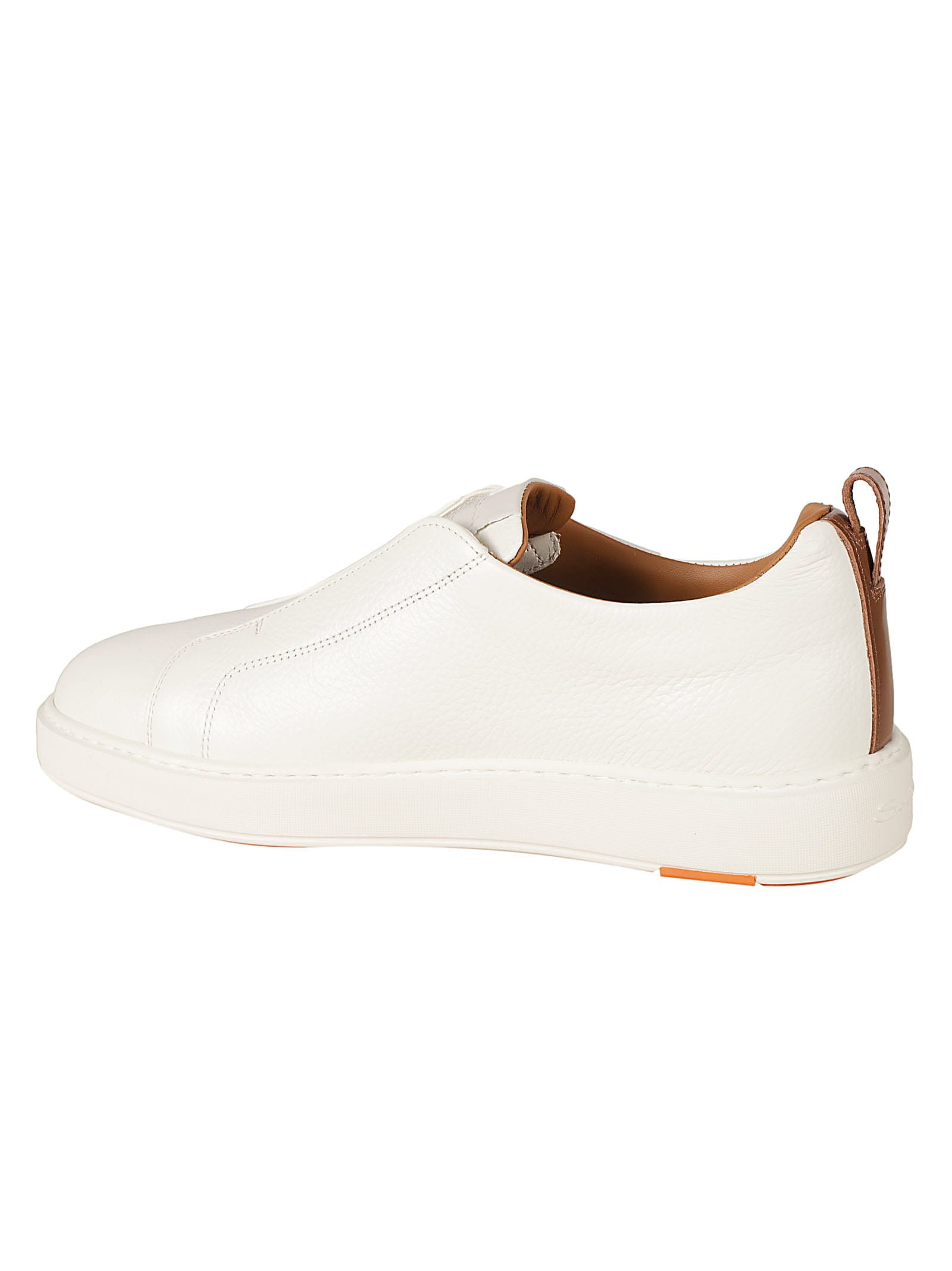 Shop Santoni Lace-less Logo Sided Sneakers In White