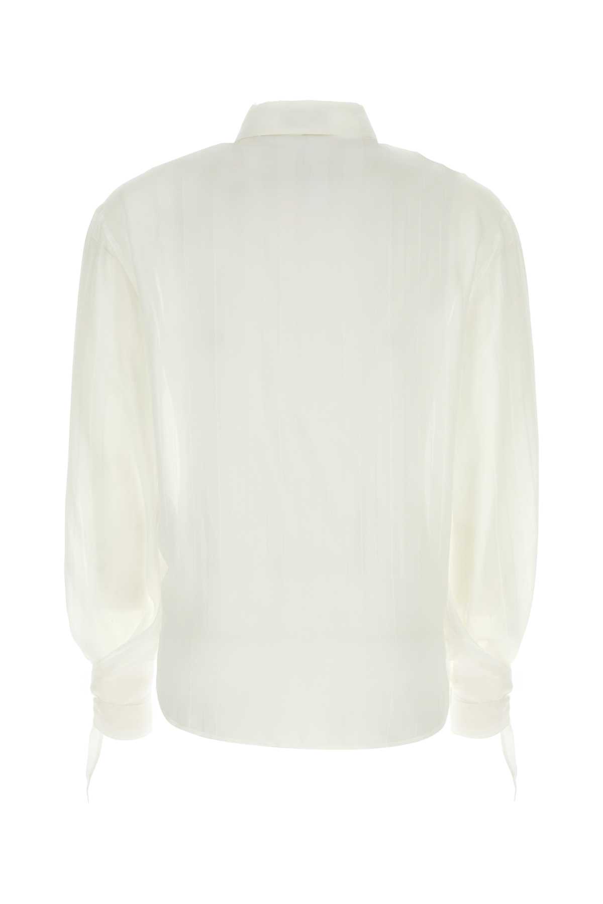 Saint Laurent White Crepe Shirt In Neutral