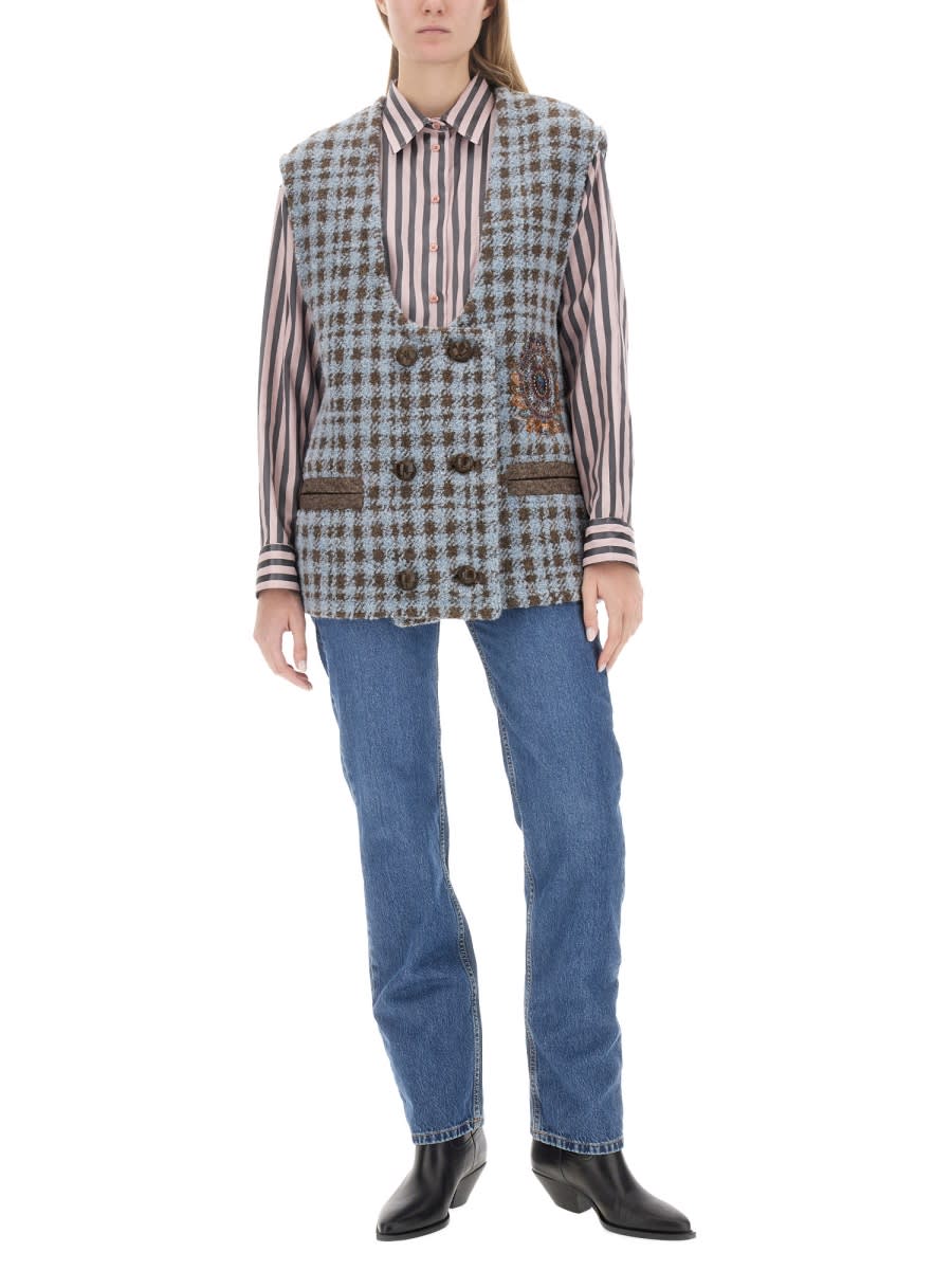 Shop Etro Houndstooth Over Vest In Multicolour