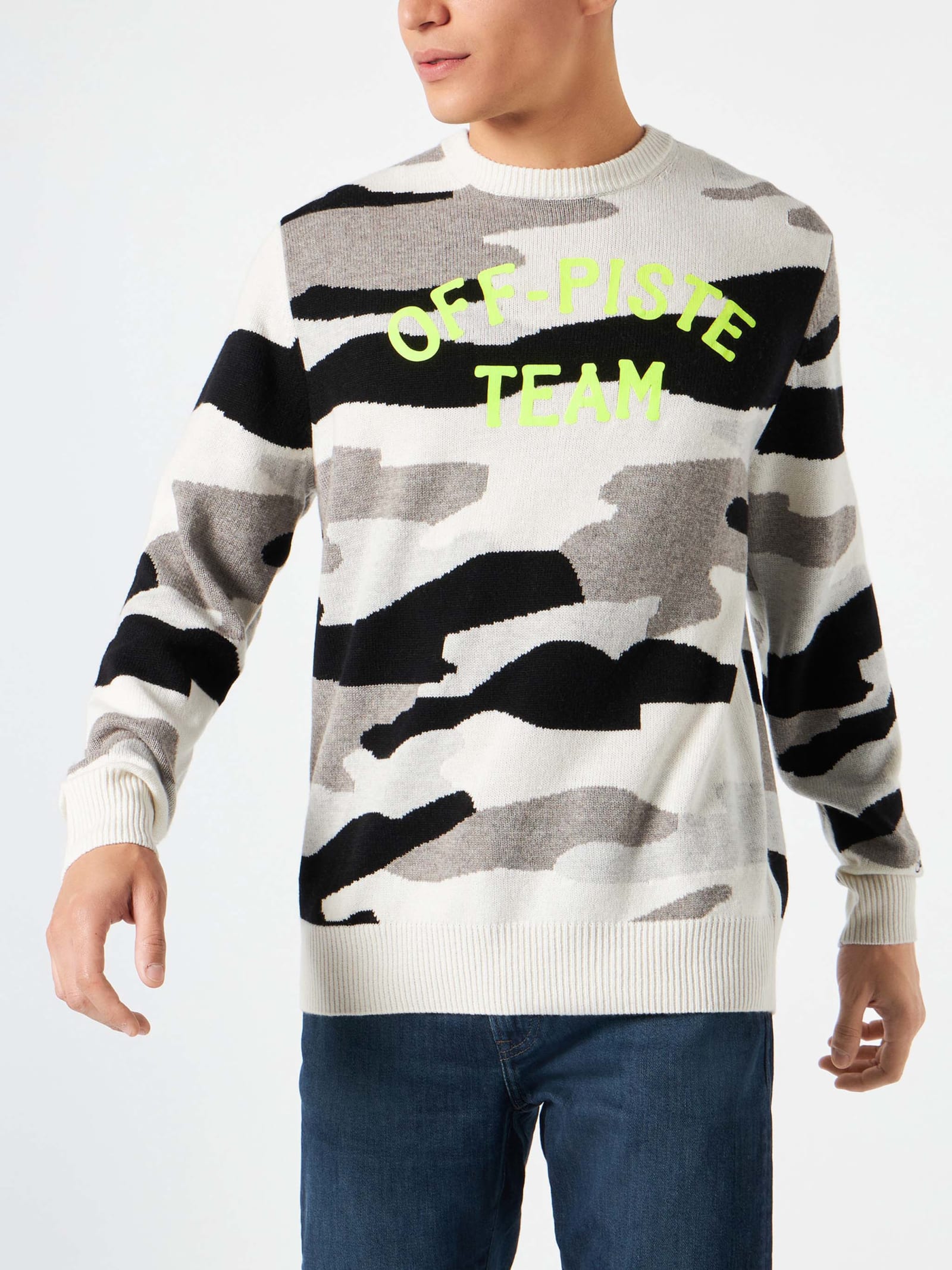 MC2 Saint Barth Man Sweater With Camouflage Off-piste Team Print