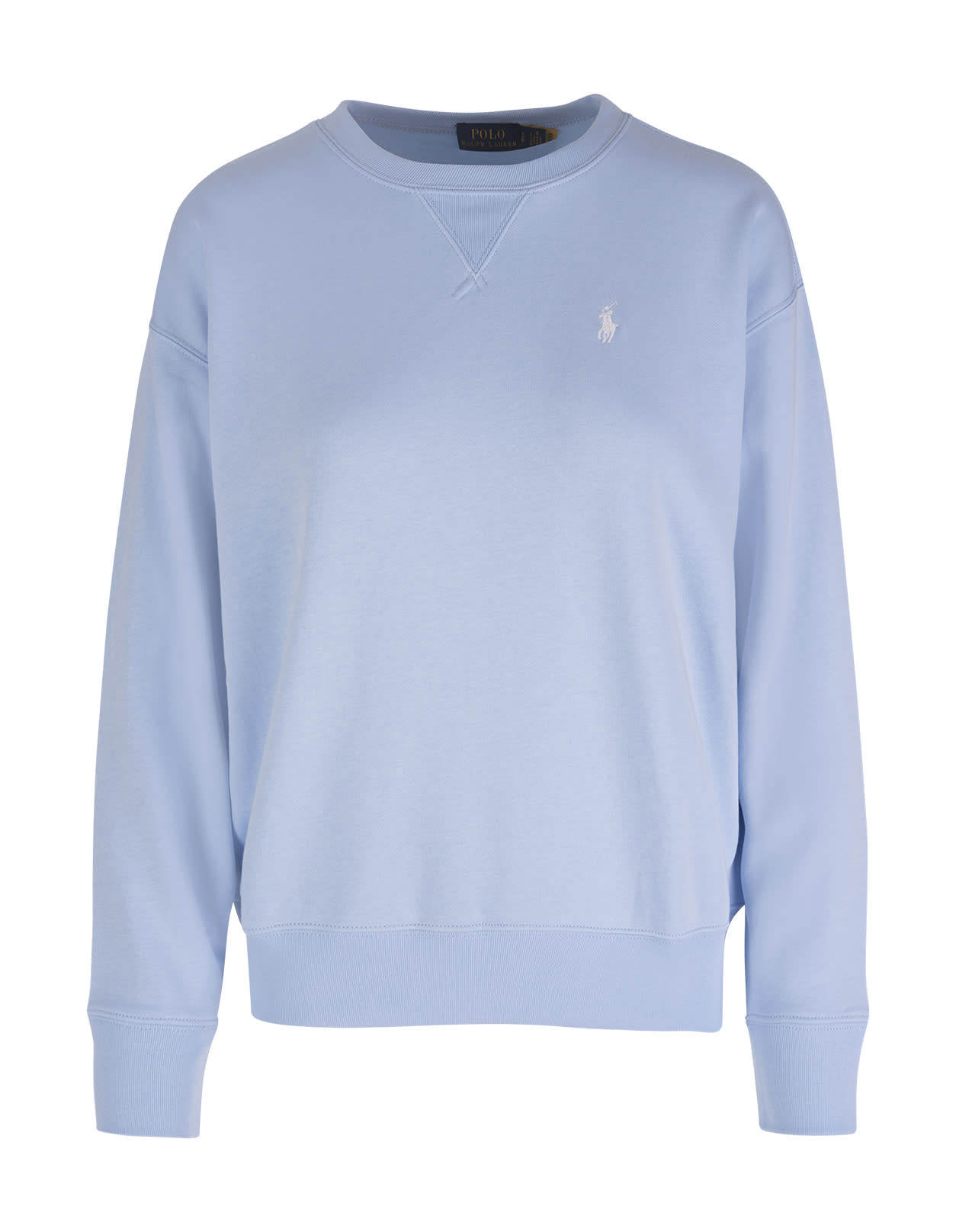 Ralph Lauren Woman Sky Blue Crewneck Sweatshirt With White Pony
