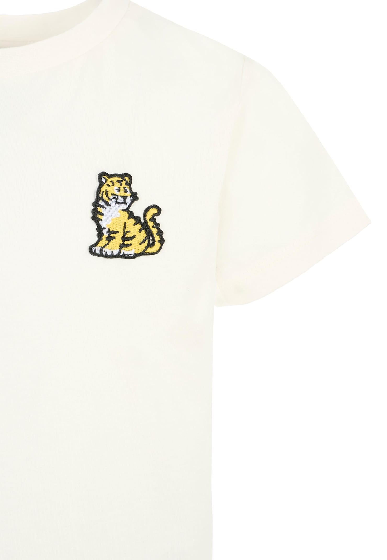 Kenzo Ivory T-shirt For Kids With Kotora In White