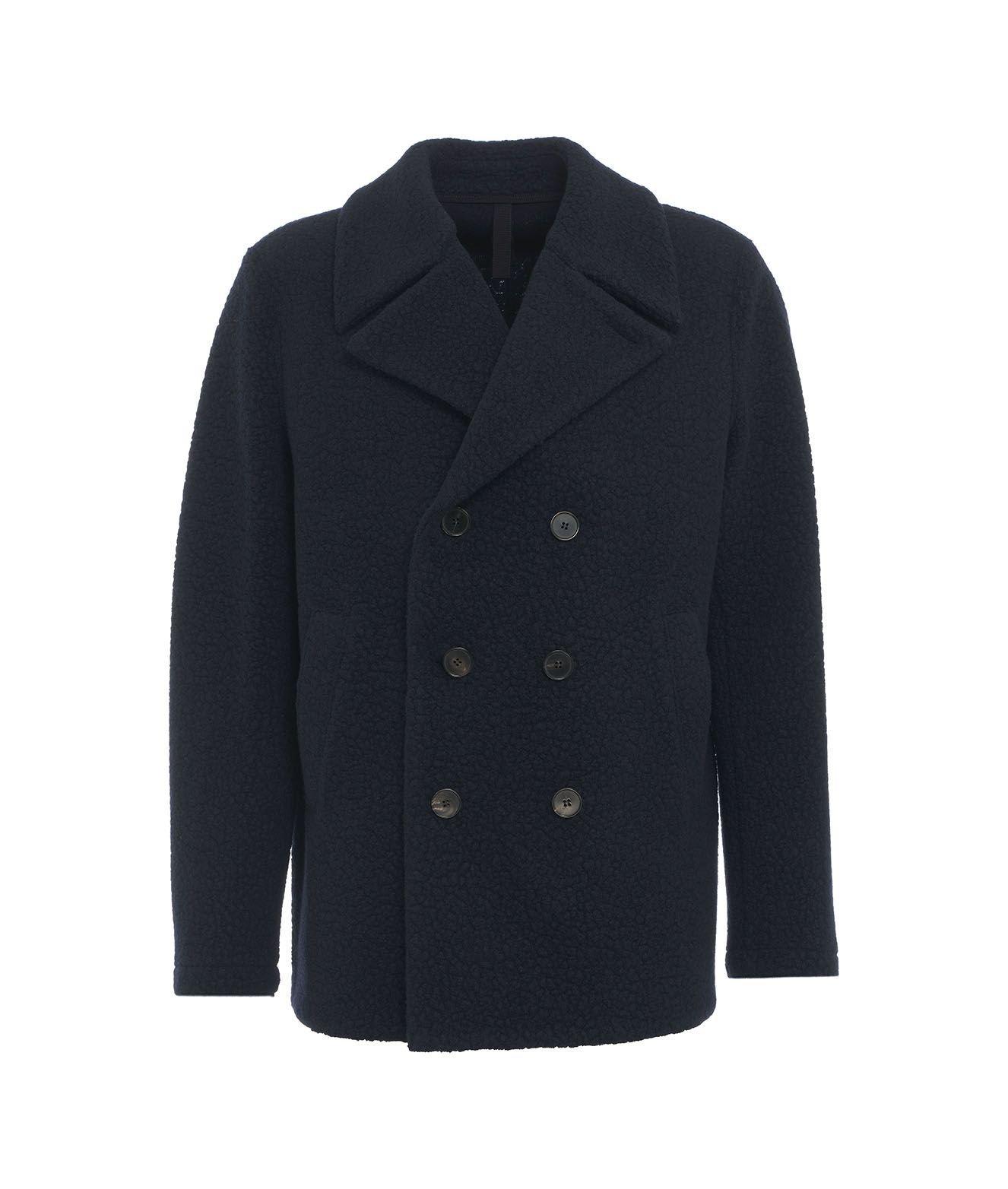 HARRIS WHARF LONDON BOUCLÉ DOUBLE-BREASTED PEACOAT 