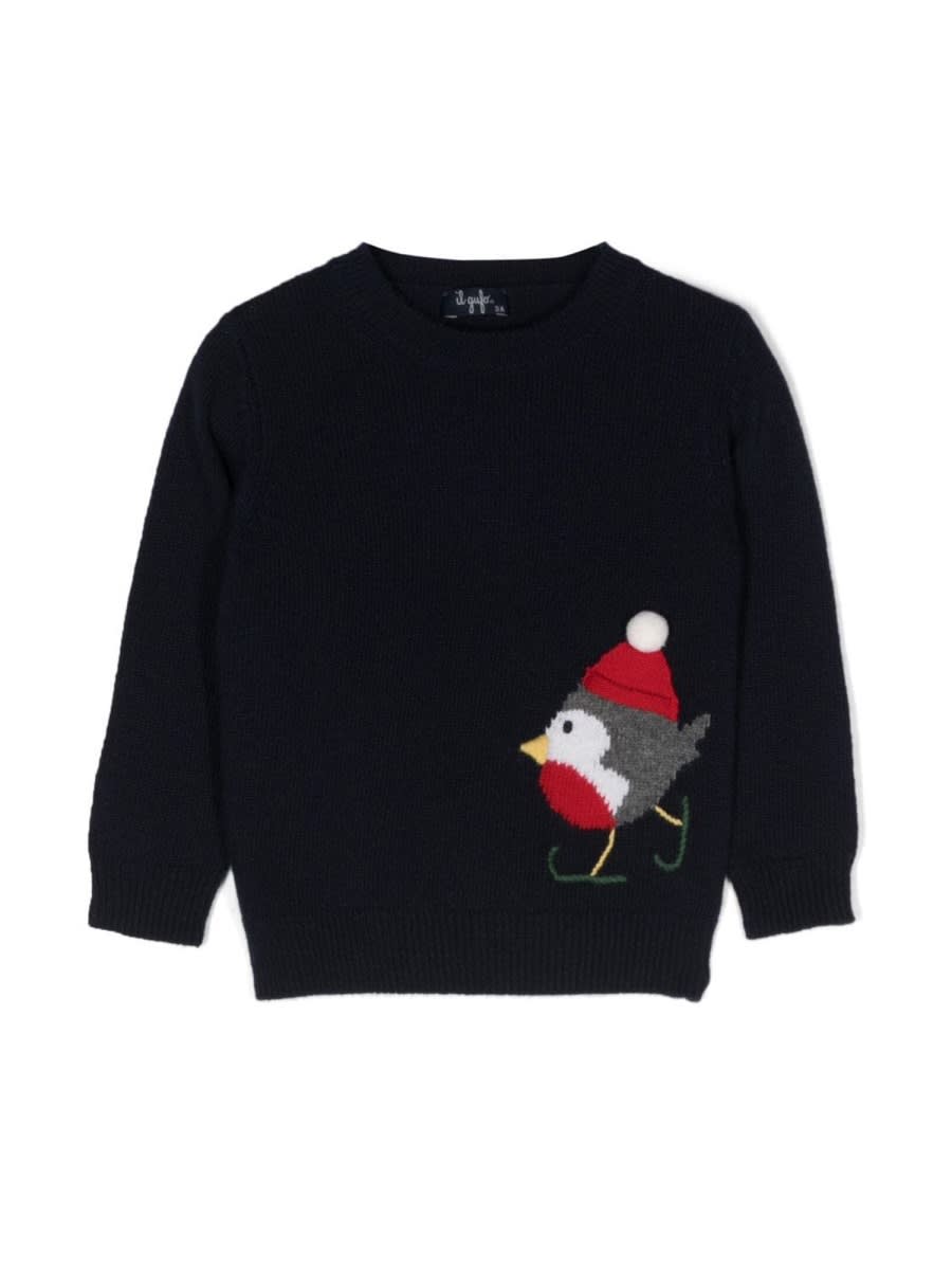 Il Gufo Robin Choker Pullover In Blue