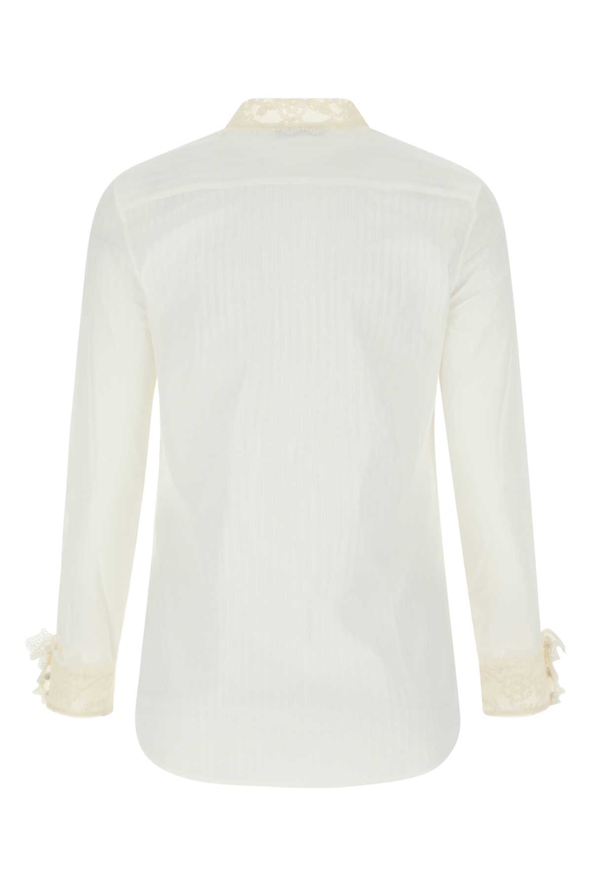 Shop Saint Laurent White Cotton Blend Shirt In 9601