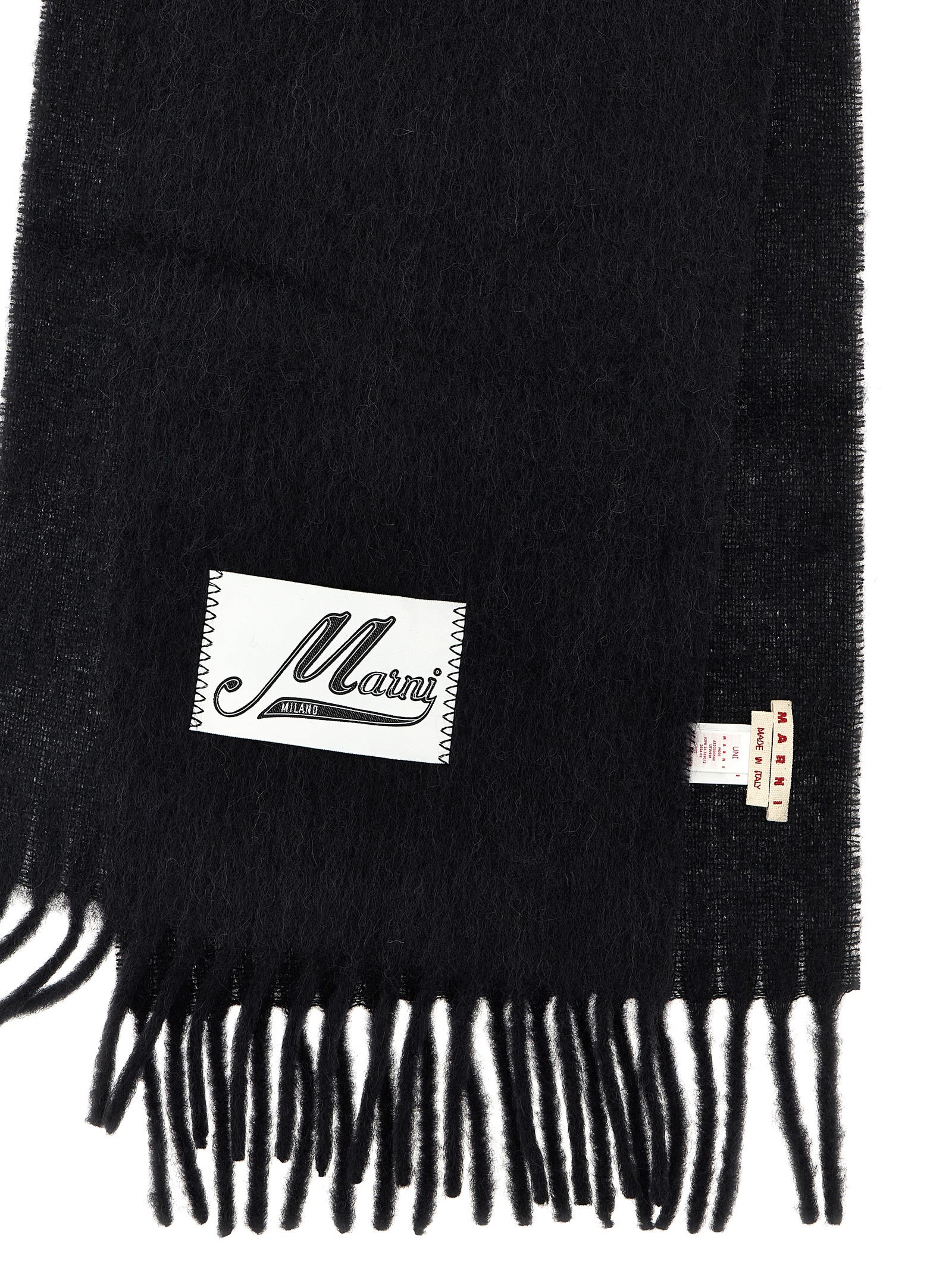 Shop Marni Logo Patch Scarf In Black